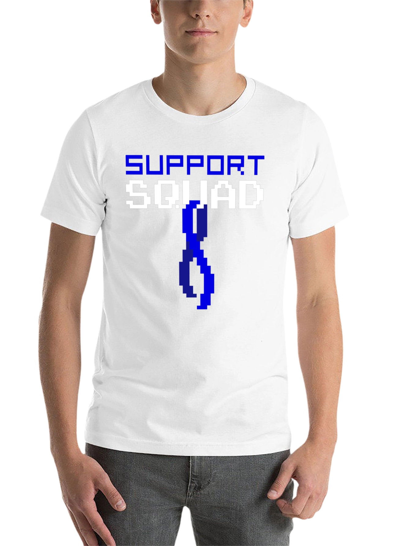 Black Support Squad Pixelated T-Shirt - Awareness Ribbon view 14