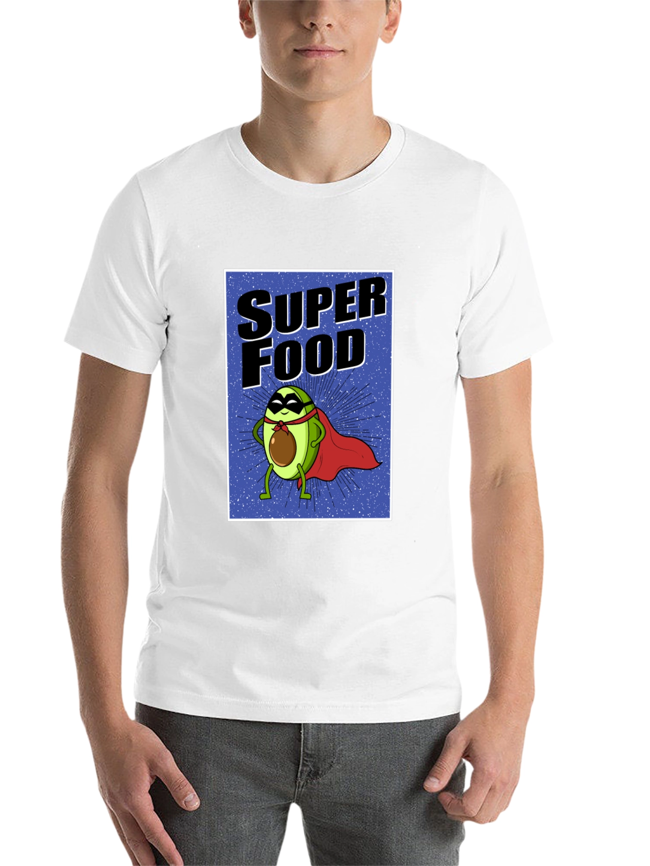 Black Super Food Avocado T-Shirt - Novelty Superhero Tee view 14