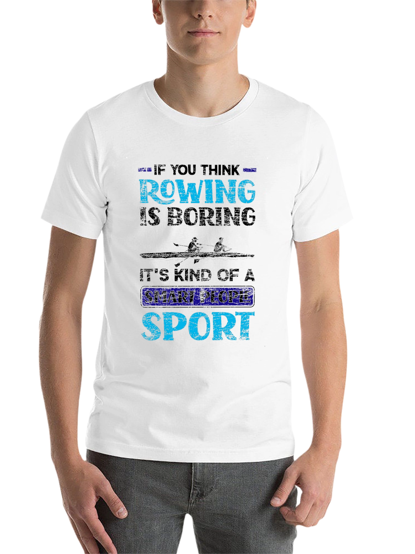 Black Rowing Smart People Sport Graphic T-Shirt view 14