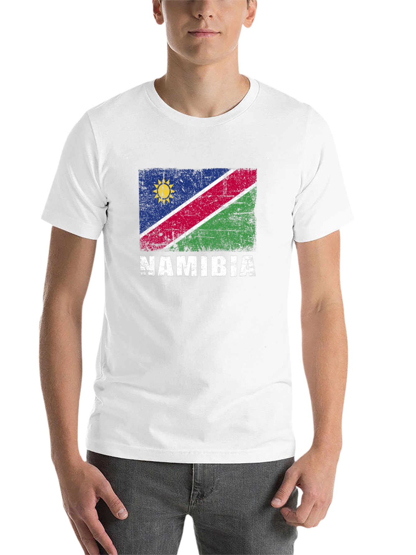 Black Namibia Flag T-Shirt - Vintage Graphic Tee view 14