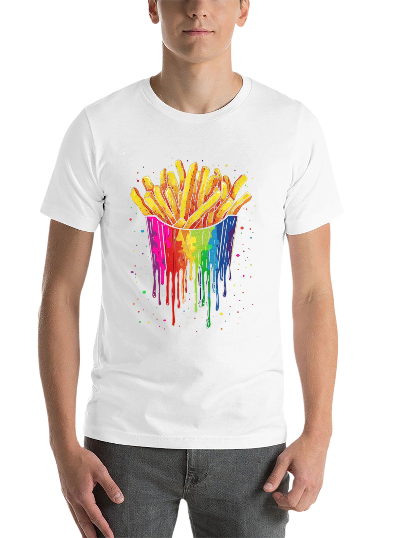 Black Rainbow Fries Graphic Tee - Unisex Black T-Shirt view 14