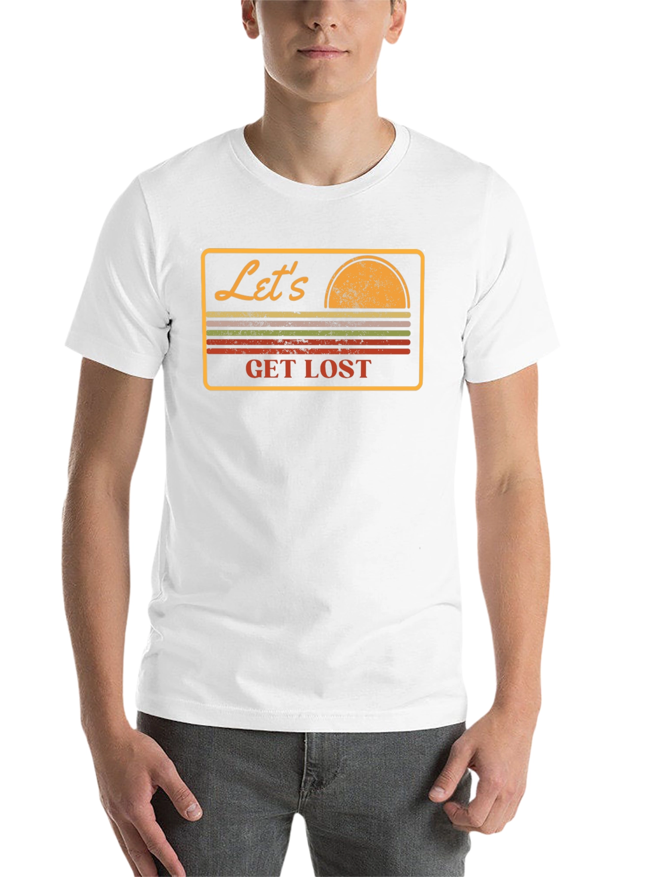 Black Let's Get Lost Retro Graphic T-Shirt view 14
