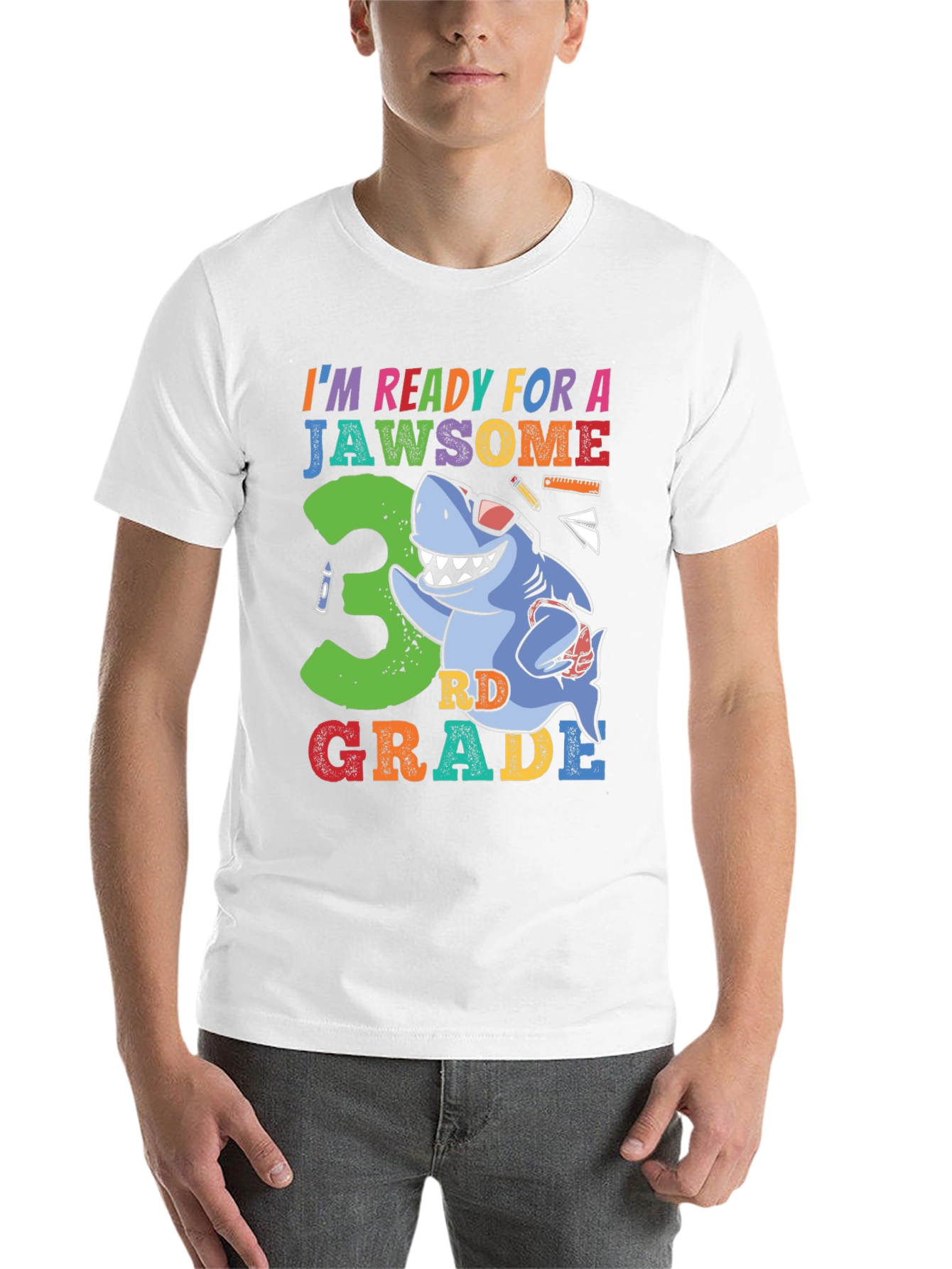 Black Jawsome 3rd Grade Shark T-Shirt view 14