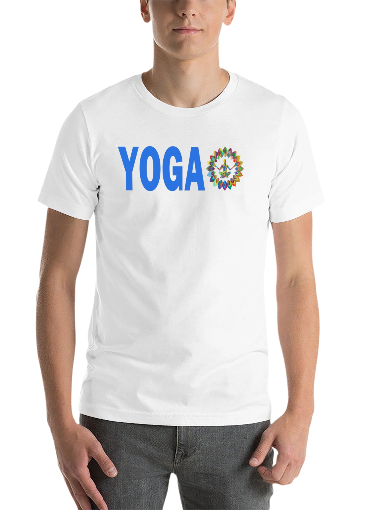 Black Yoga Graphic Tee - Men's Black Cotton T-Shirt view 14
