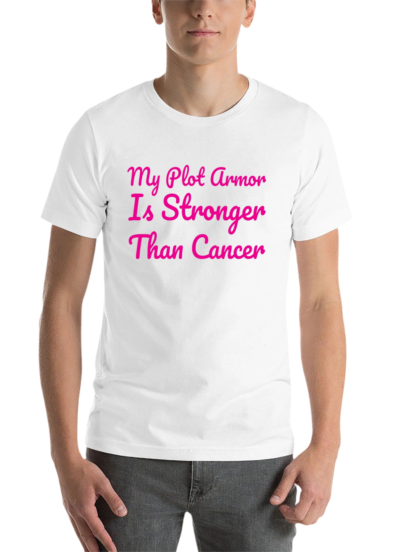 Black My Plot Armor is Stronger Than Cancer T-Shirt view 14