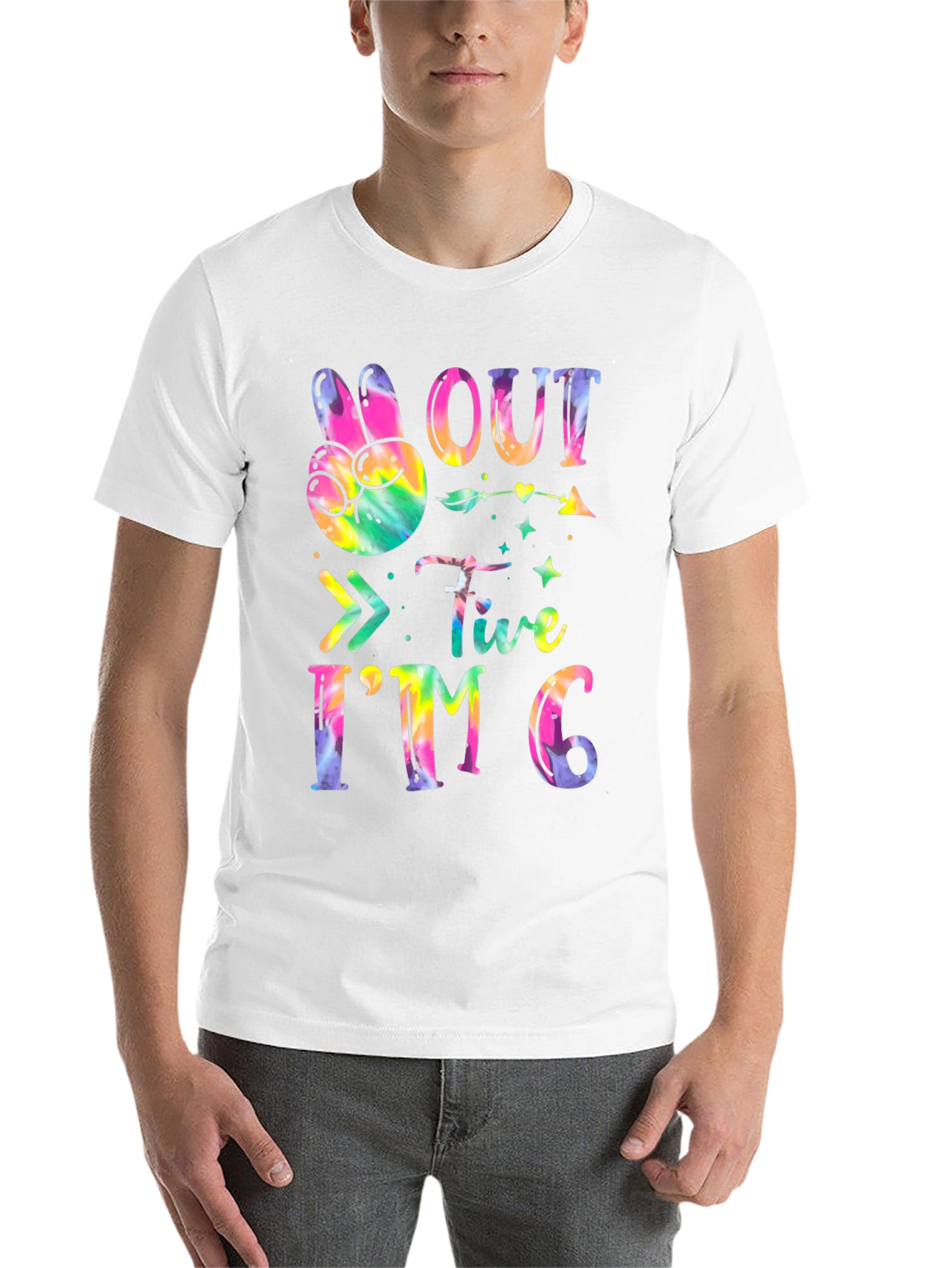 Black Peace Out Five I'm Six Tie Dye Birthday T-Shirt view 14