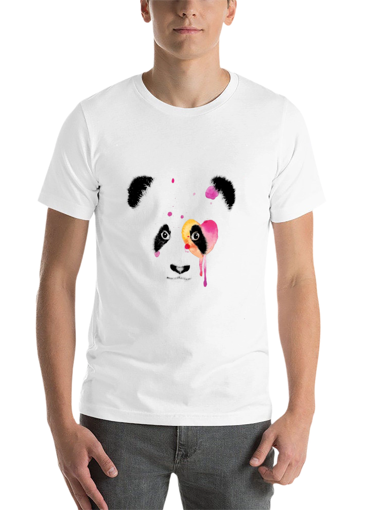 Black Watercolor Panda Graphic Black T-Shirt view 14