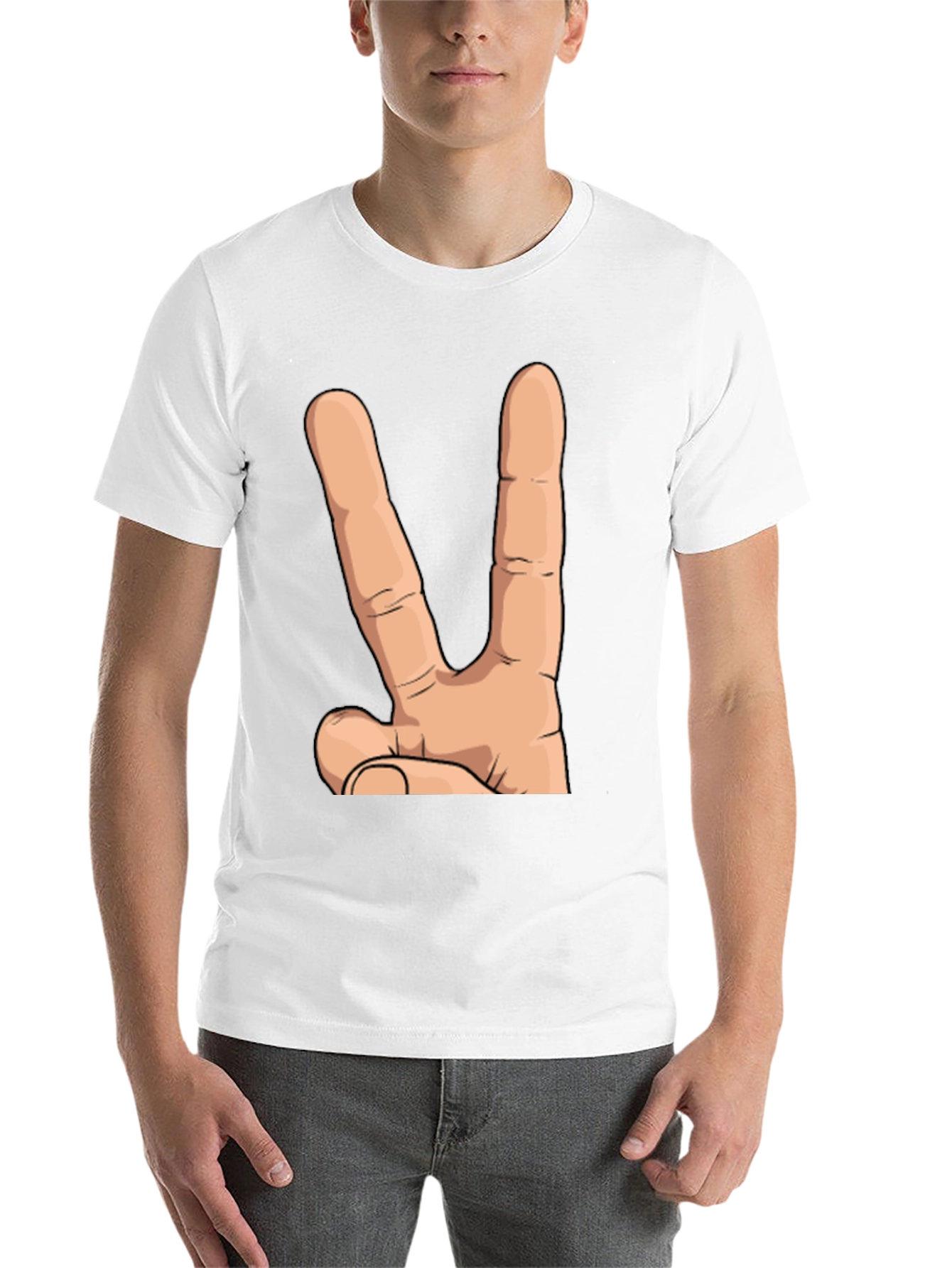 Black Peace Hand Sign Graphic T-Shirt - Unisex Cotton Tee view 14