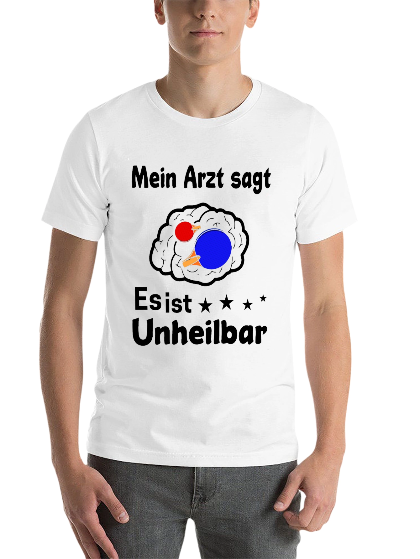 Black Funny Ping Pong Brain T-Shirt - Mein Arzt Sagt... view 14