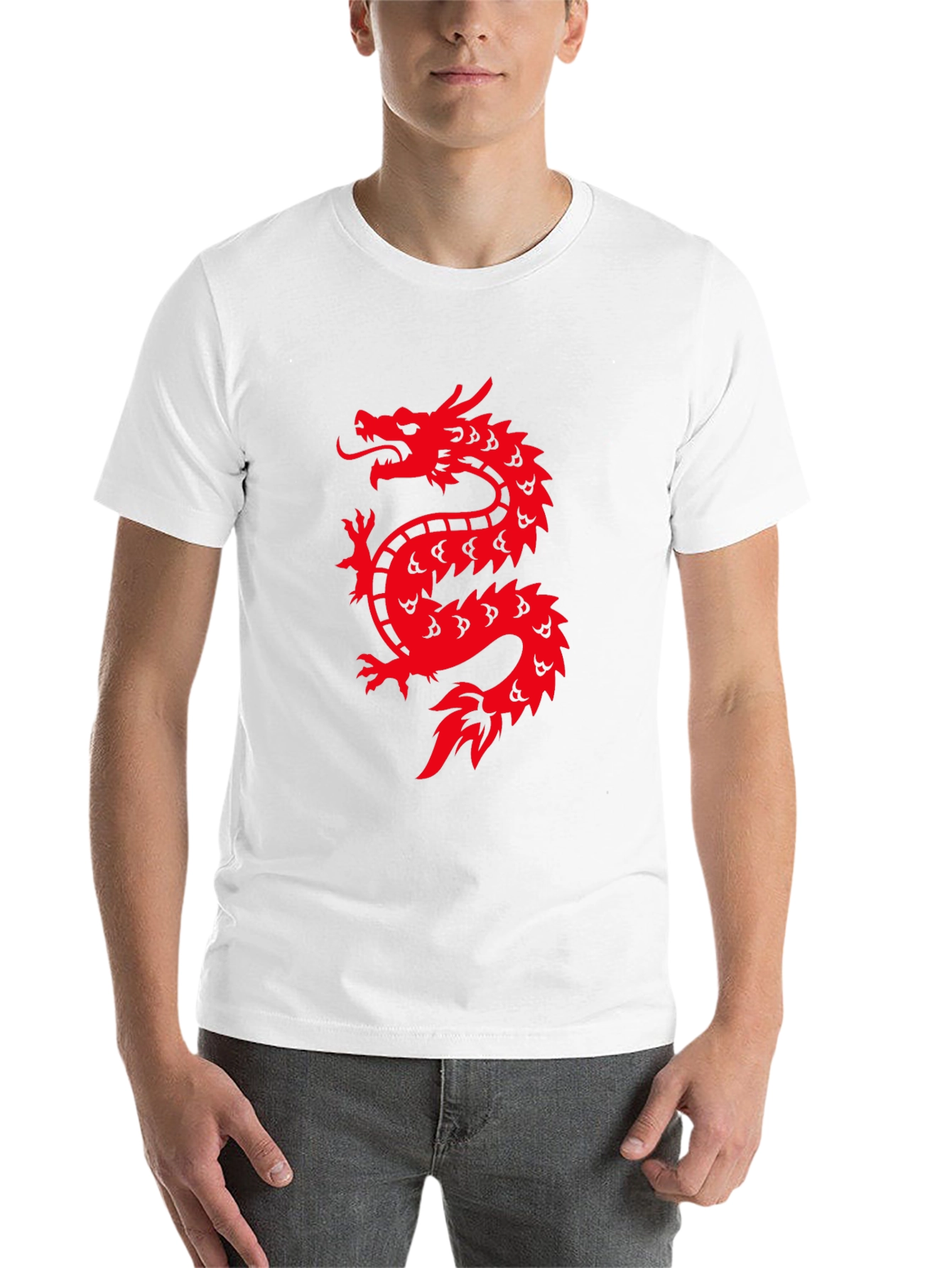 Black Red Dragon Graphic Print Black T-Shirt view 14