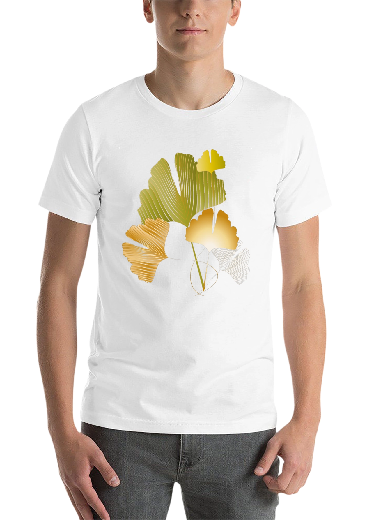 Black Ginkgo Leaf Graphic Black T-Shirt view 14