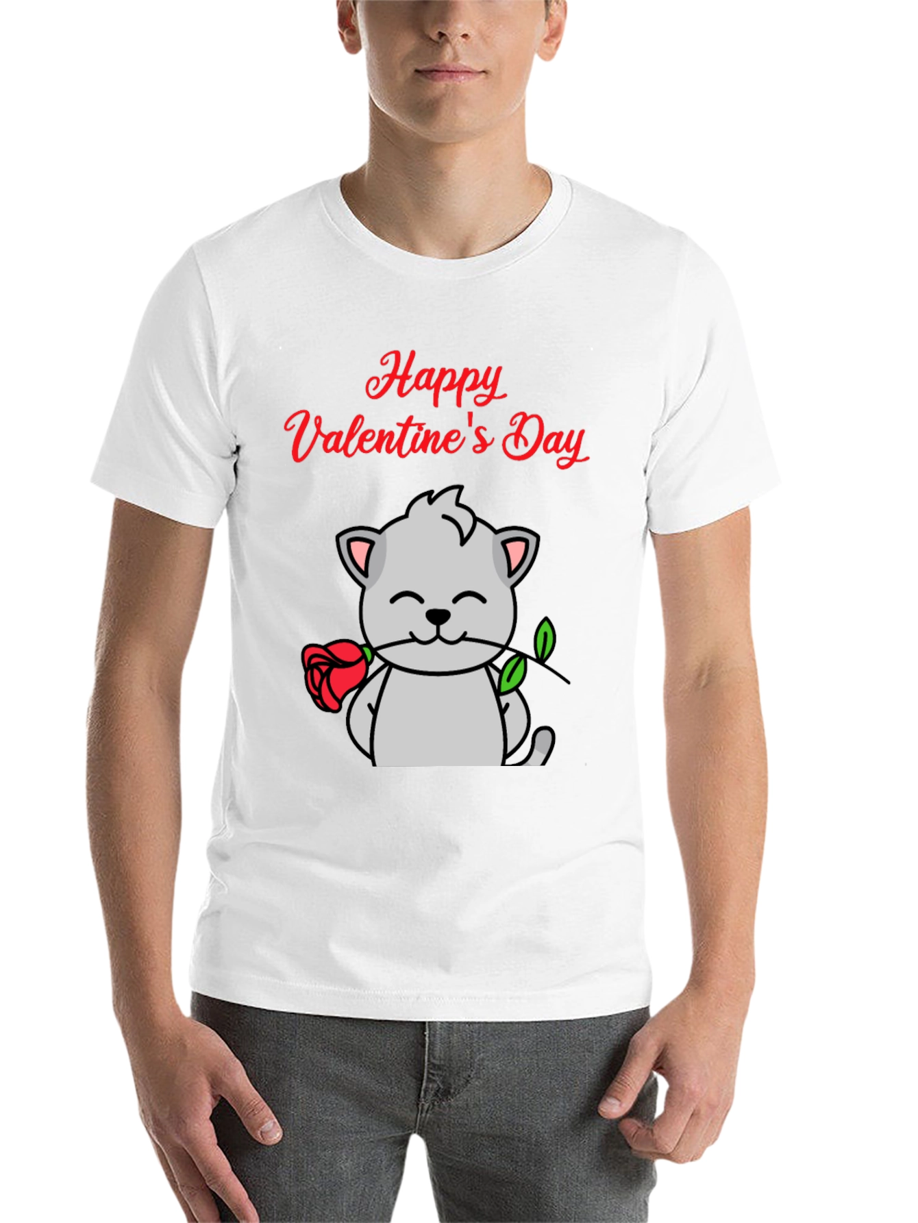 Black Happy Valentine's Day Cat T-Shirt view 14