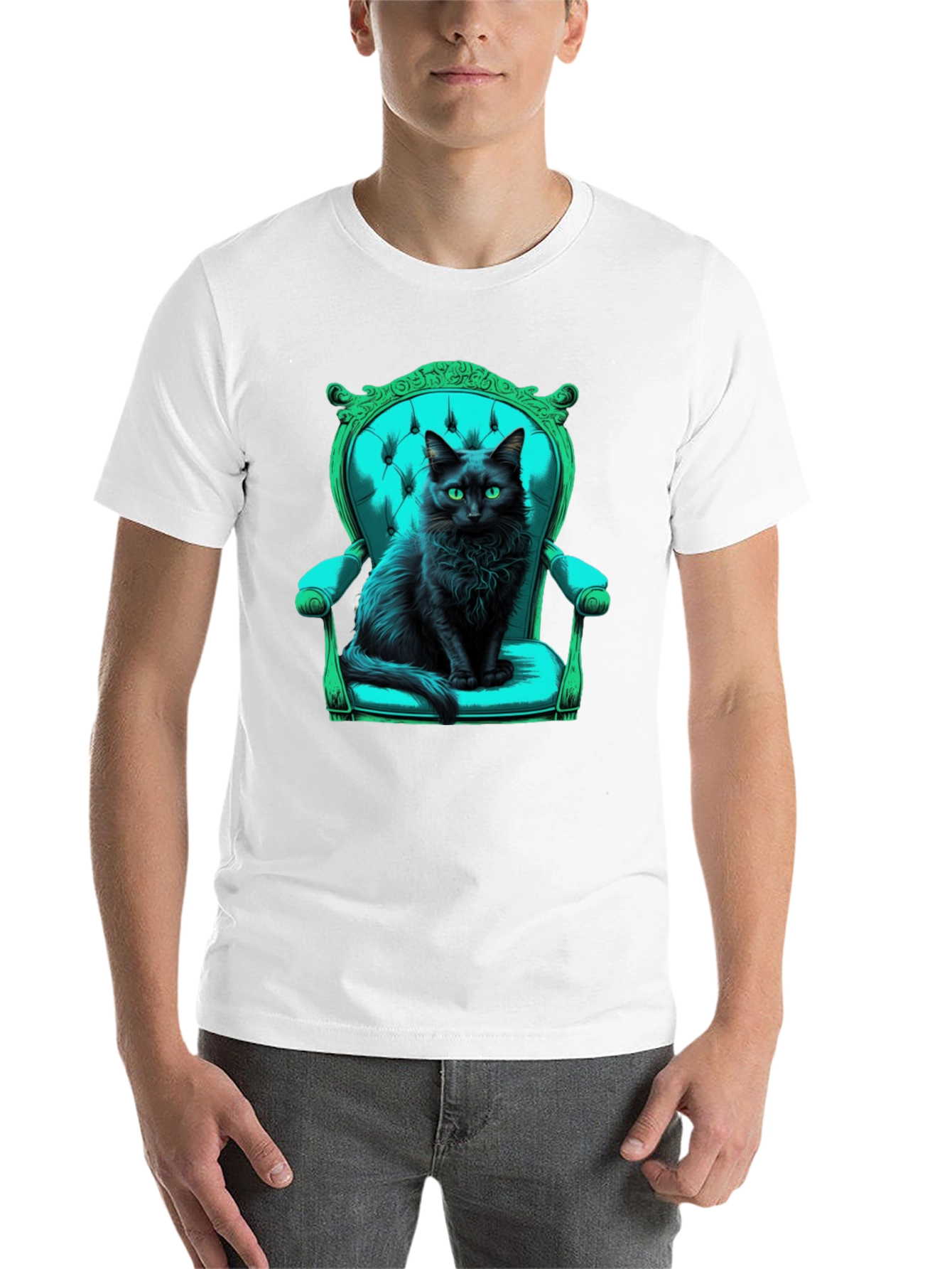 Black Black Cat in Chair Graphic Tee view 14