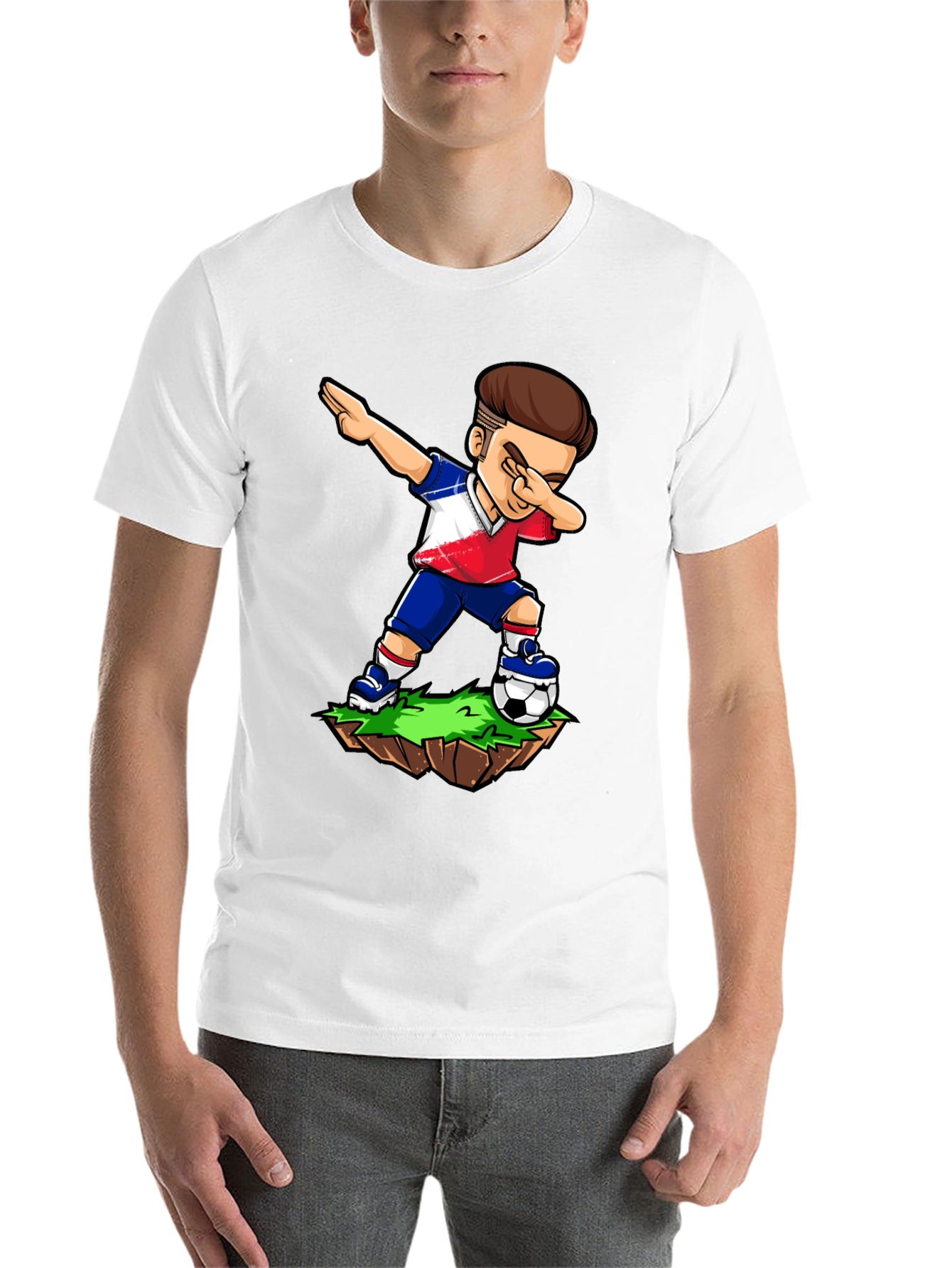 Black Dabbing Soccer Player Graphic Tee view 14