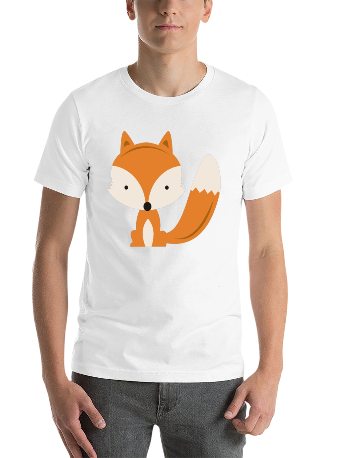 Black Cute Fox Graphic Tee - Black Unisex T-Shirt view 14