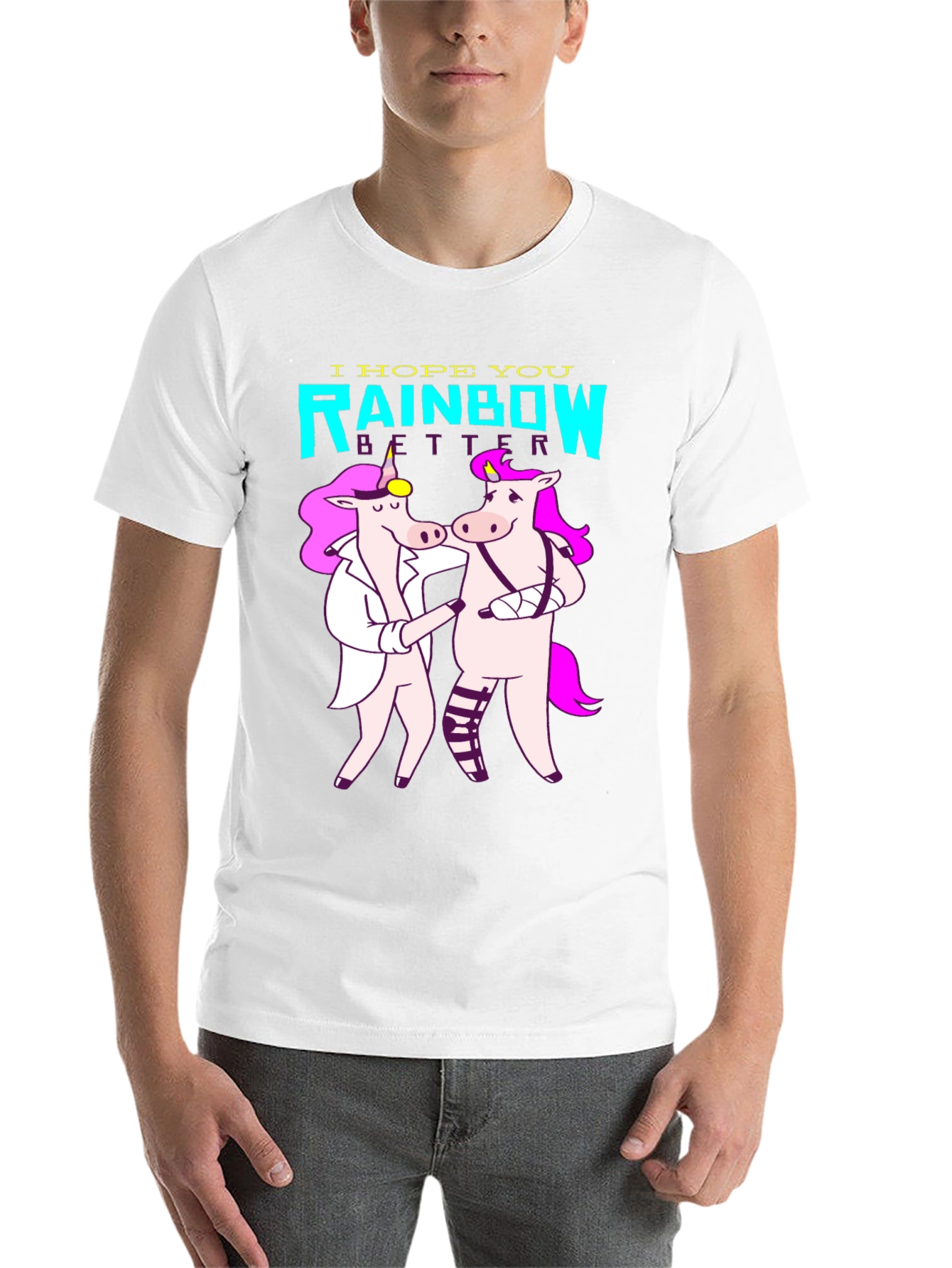 Black Unicorn Rainbow Get Well T-Shirt view 14