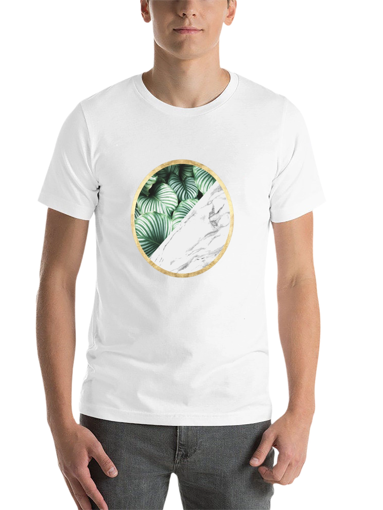 Nature Marble Circle Graphic Black Tee - 14
