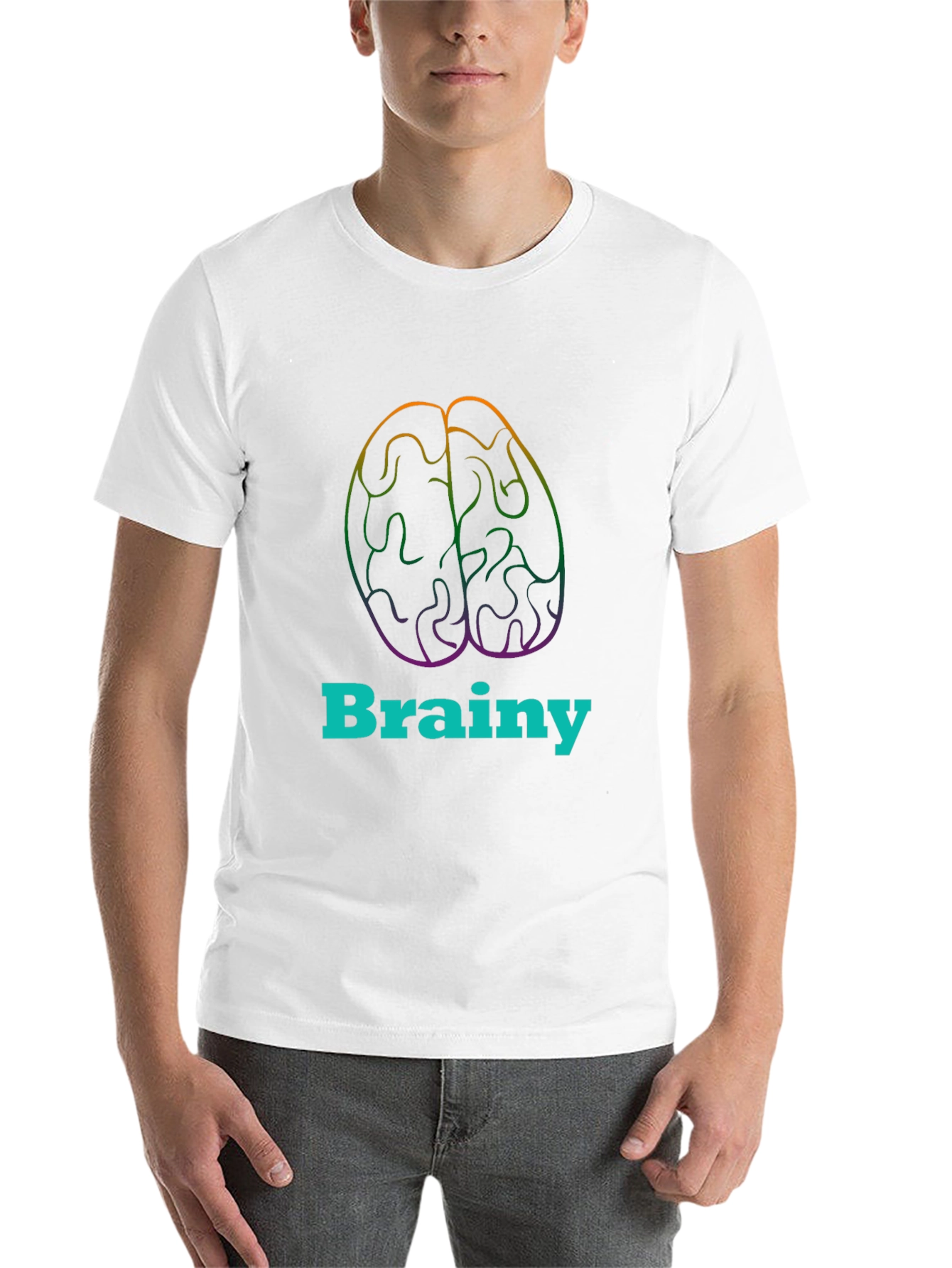 Black Brainy Tee - Colorful Brain Graphic T-Shirt view 14