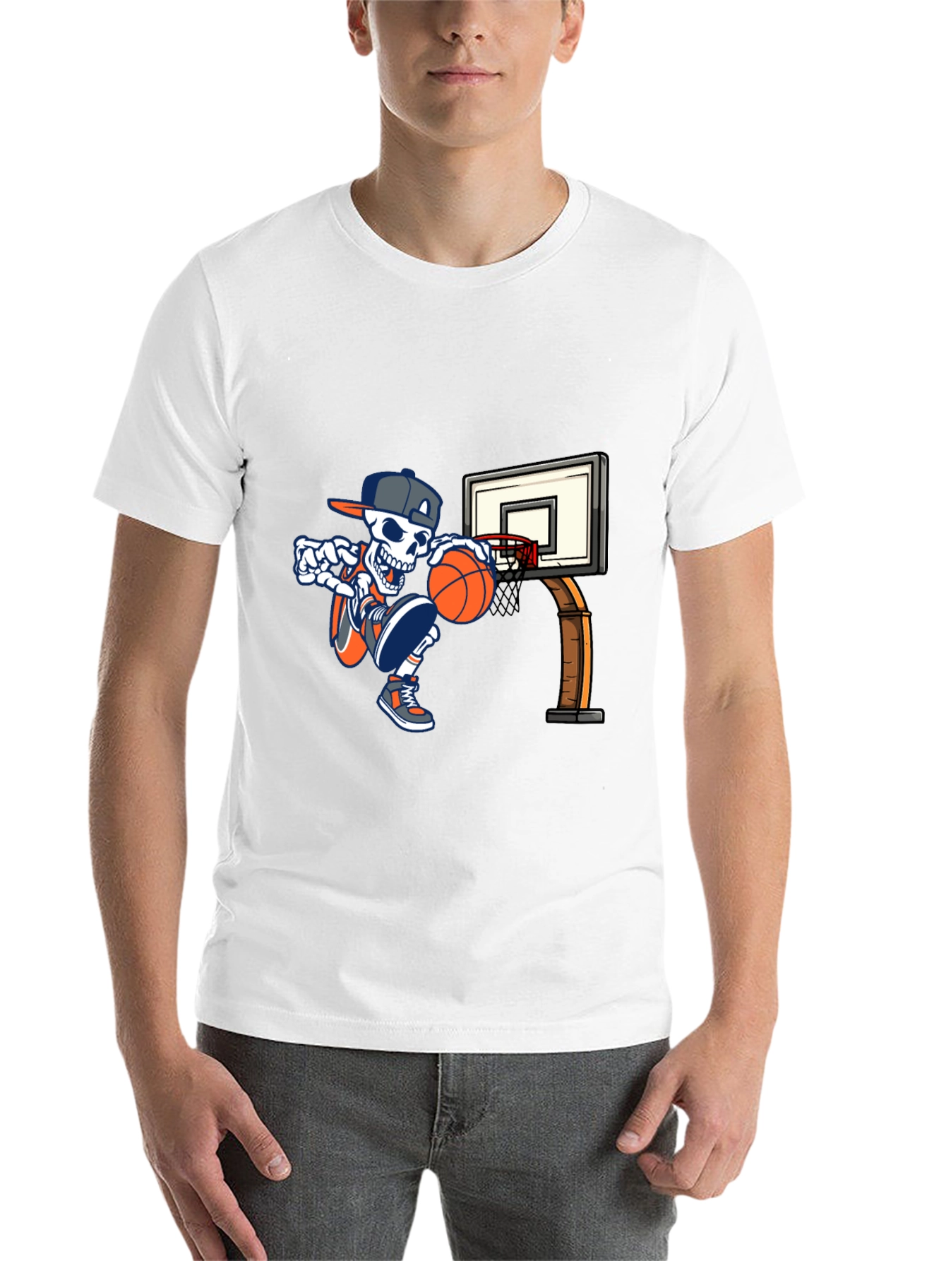 Black Cool Skeleton Basketball T-Shirt view 14