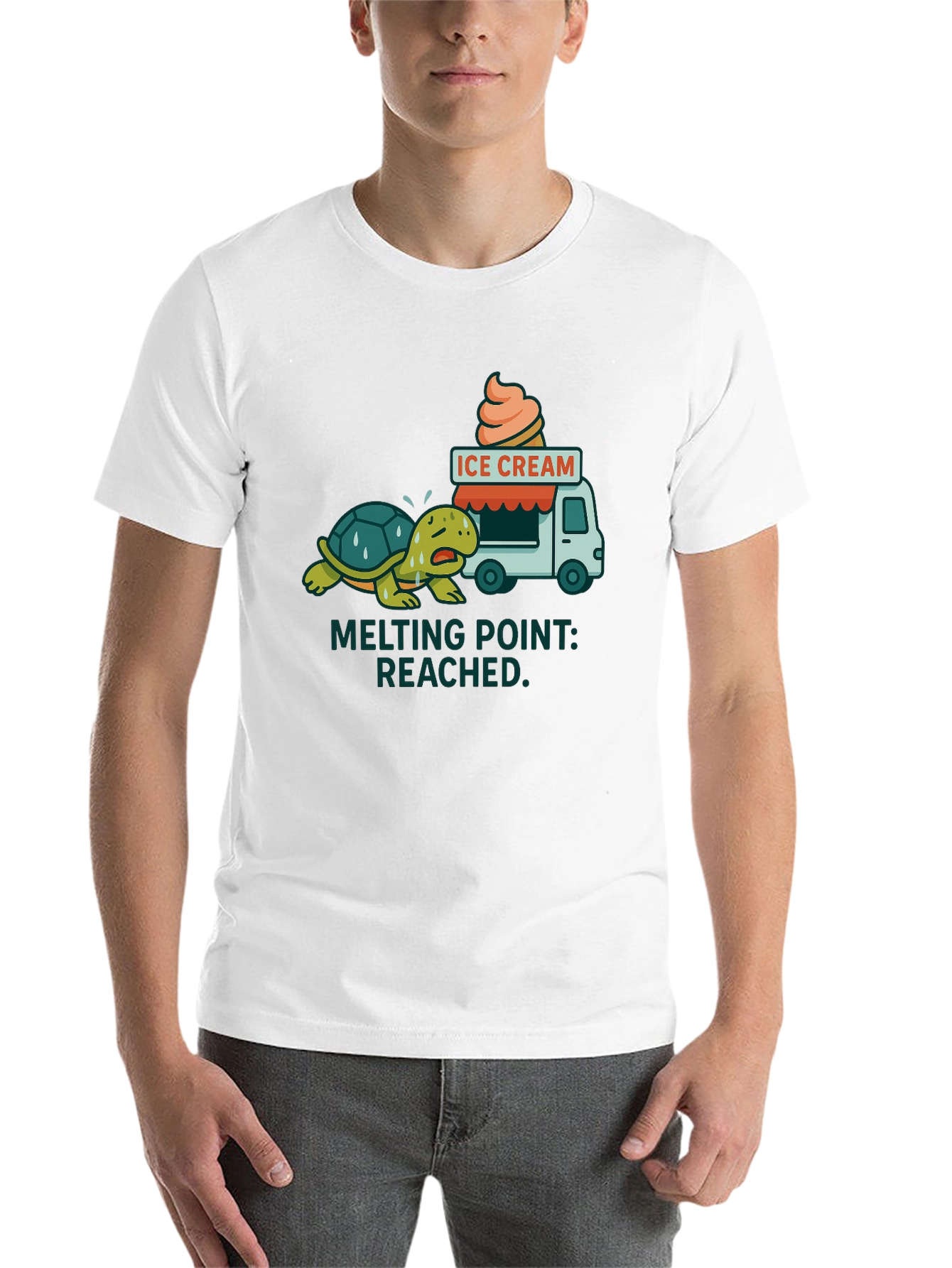 Black Melting Point Reached Turtle Ice Cream T-Shirt view 14