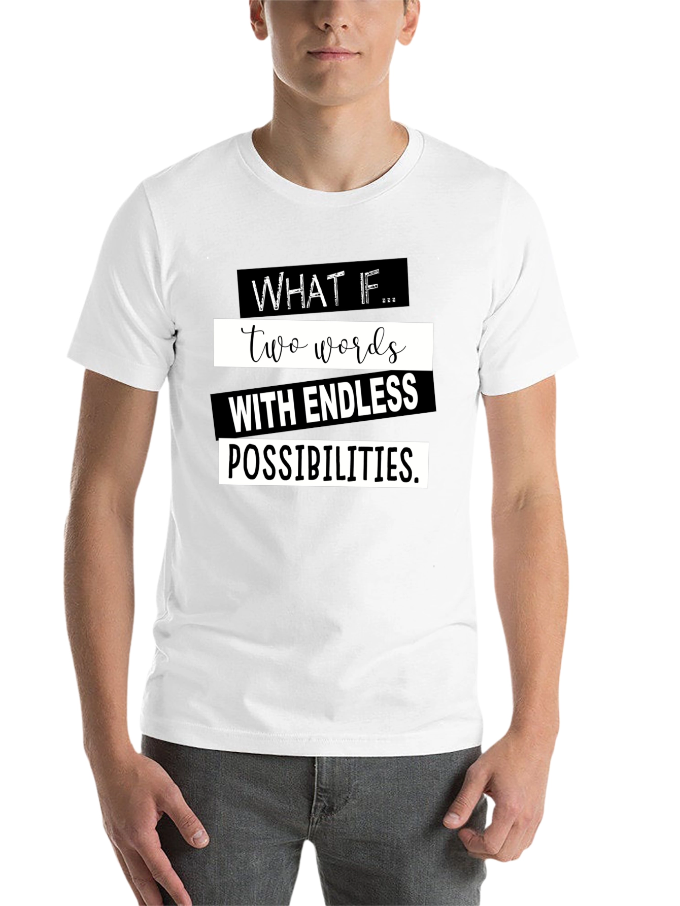 Black What If T-Shirt - Endless Possibilities Graphic Tee view 14