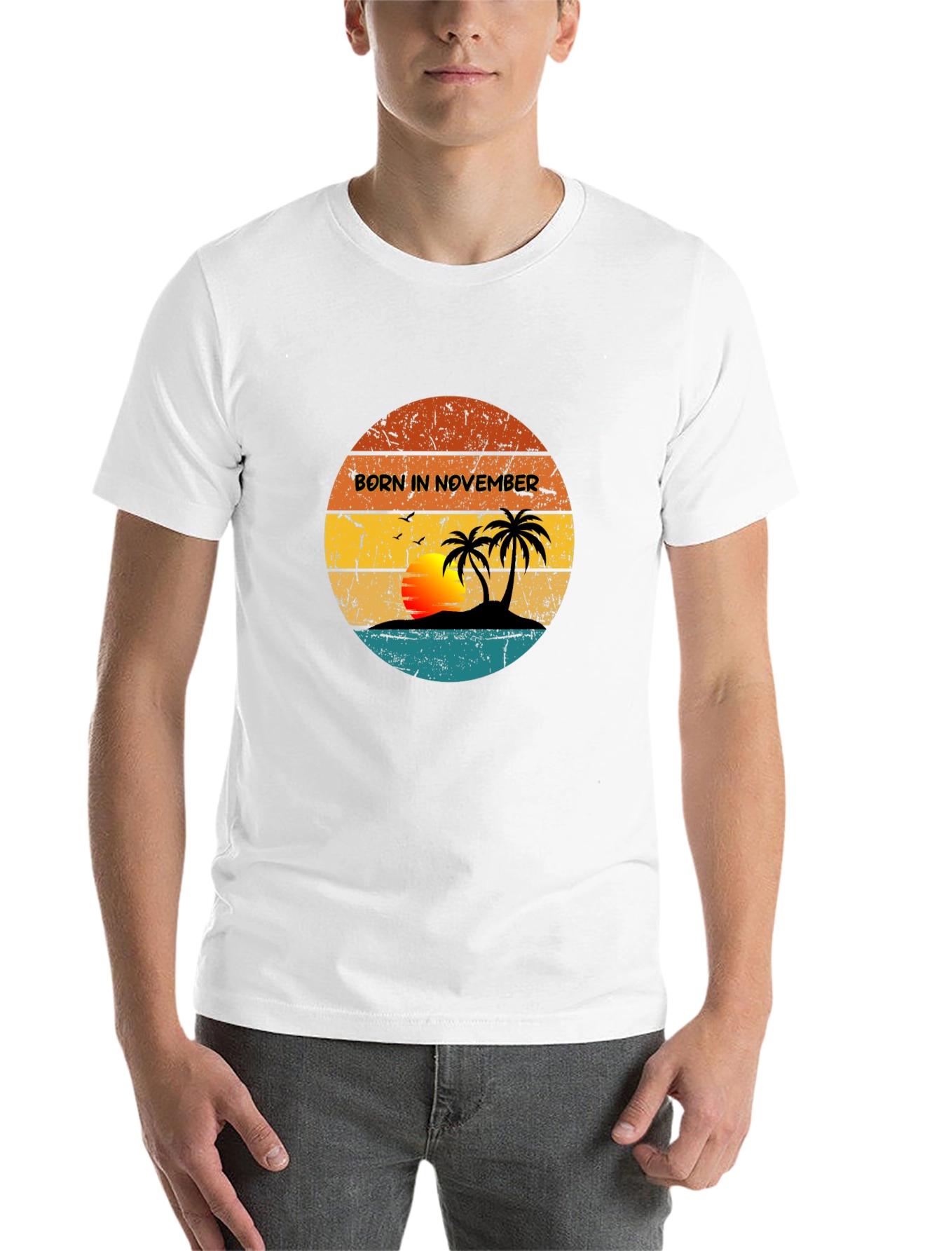 Black Born in November Tropical Sunset T-Shirt view 14
