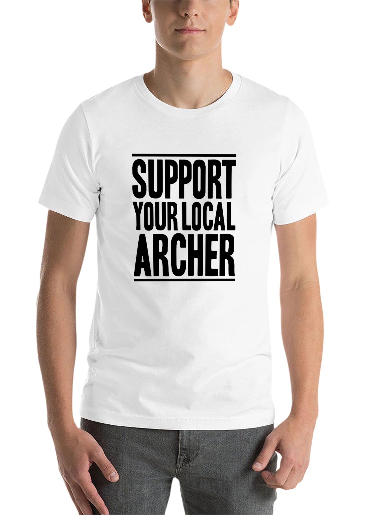 Black Support Your Local Archer T-Shirt - Black Crew Neck Tee view 14