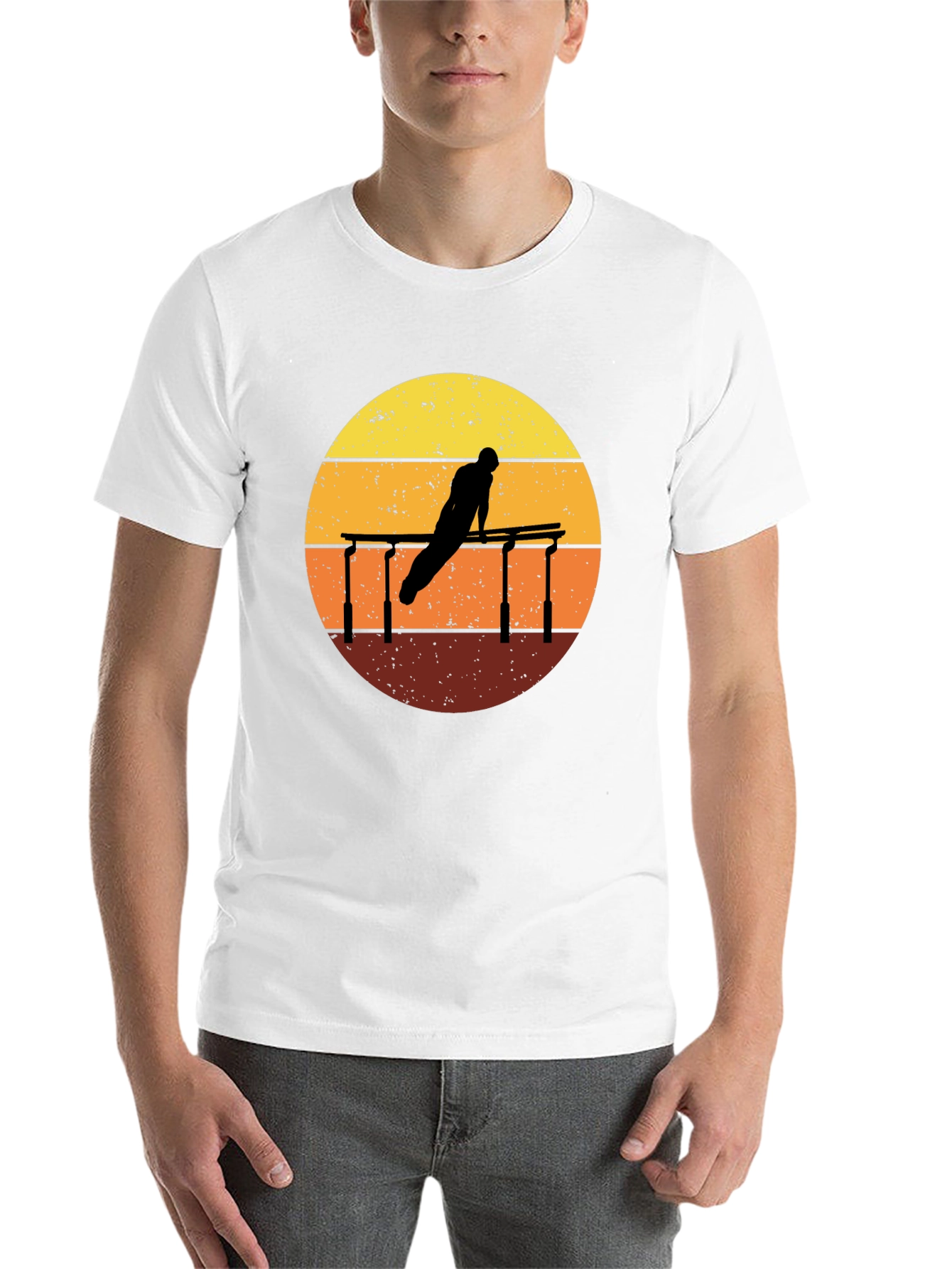 Black Gymnastics Sunset Graphic Tee - Black Cotton T-Shirt view 14