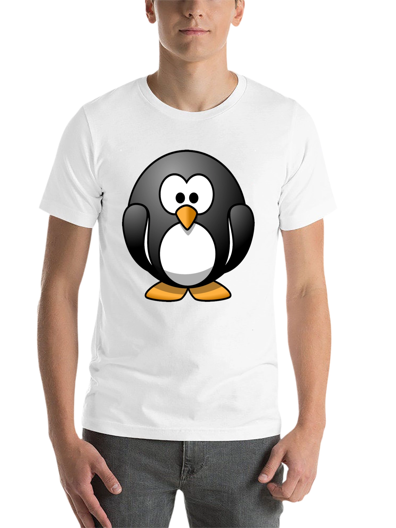 Black Cartoon Penguin Graphic Black T-Shirt view 14