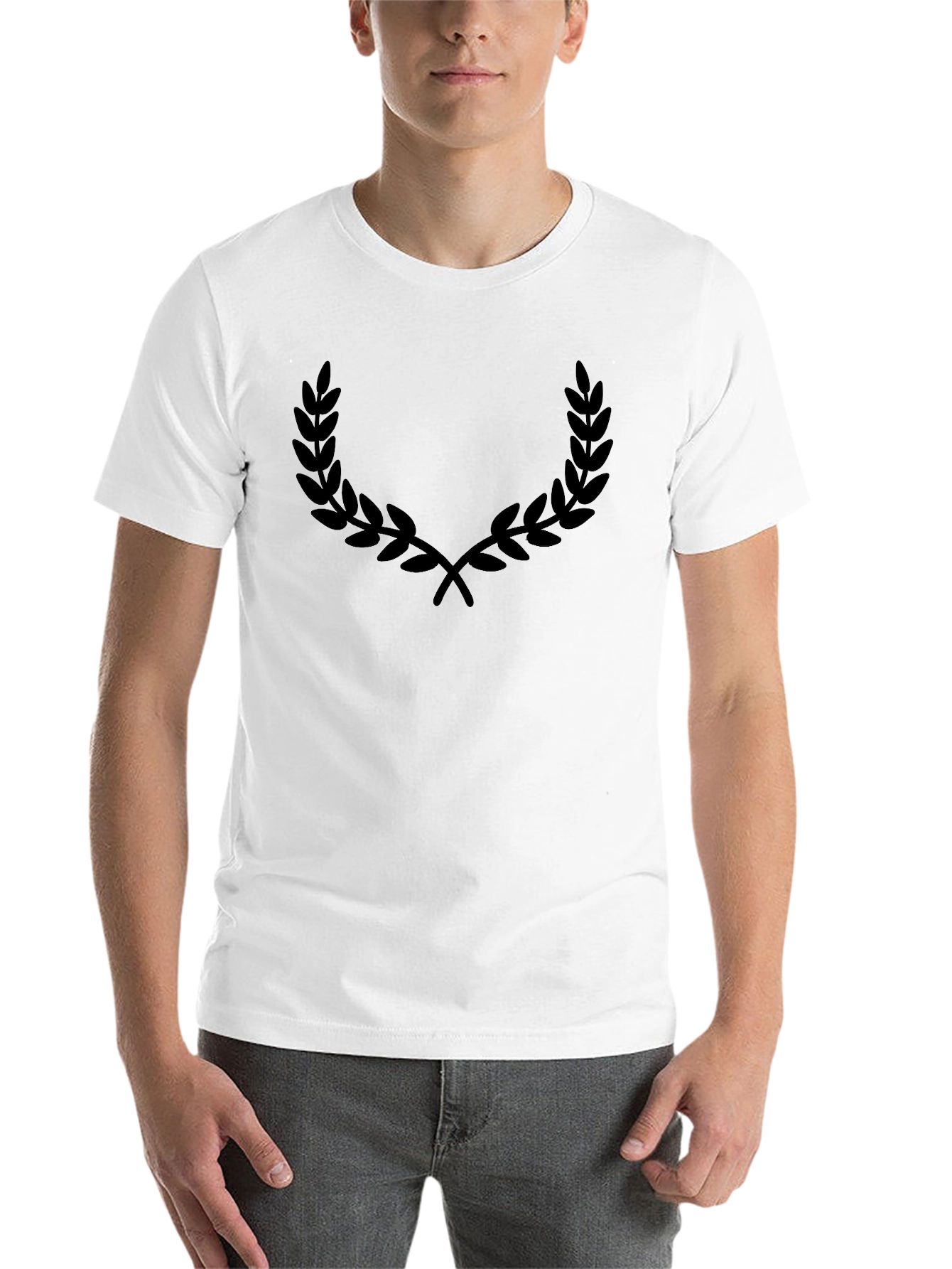 Black Men's Black Laurel Wreath Graphic Tee view 14