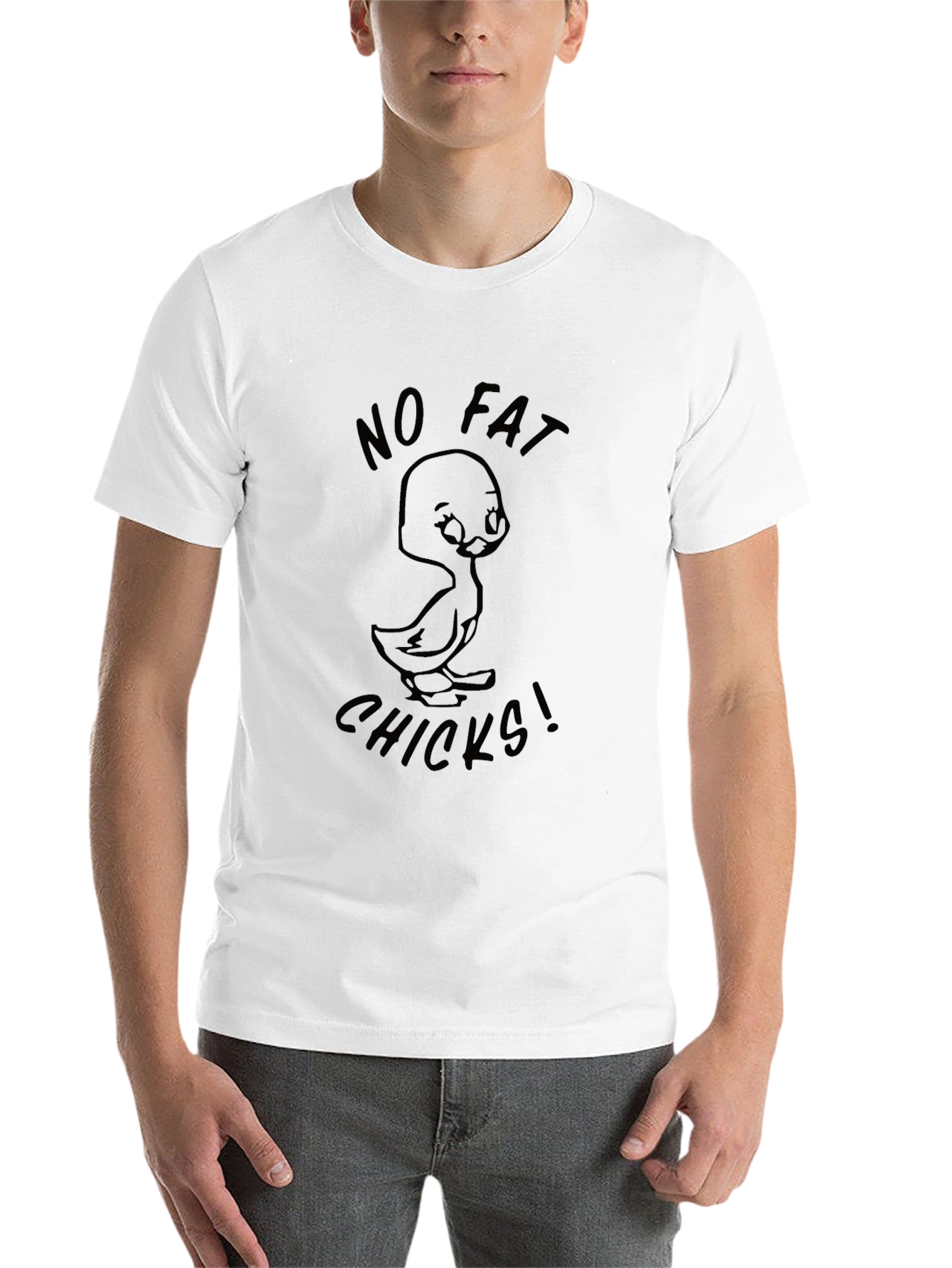 Black No Fat Chicks Graphic T-Shirt - Black Humor Tee view 14