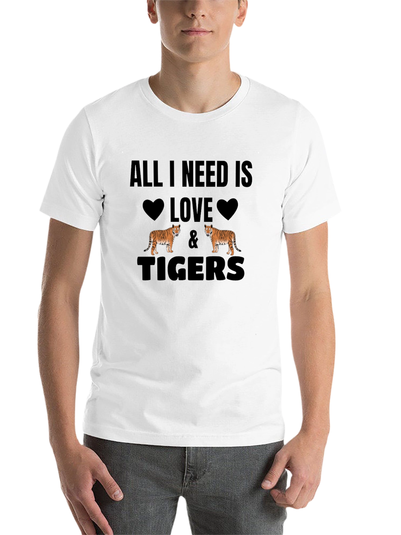 Black All I Need is Love & Tigers Black T-Shirt view 14