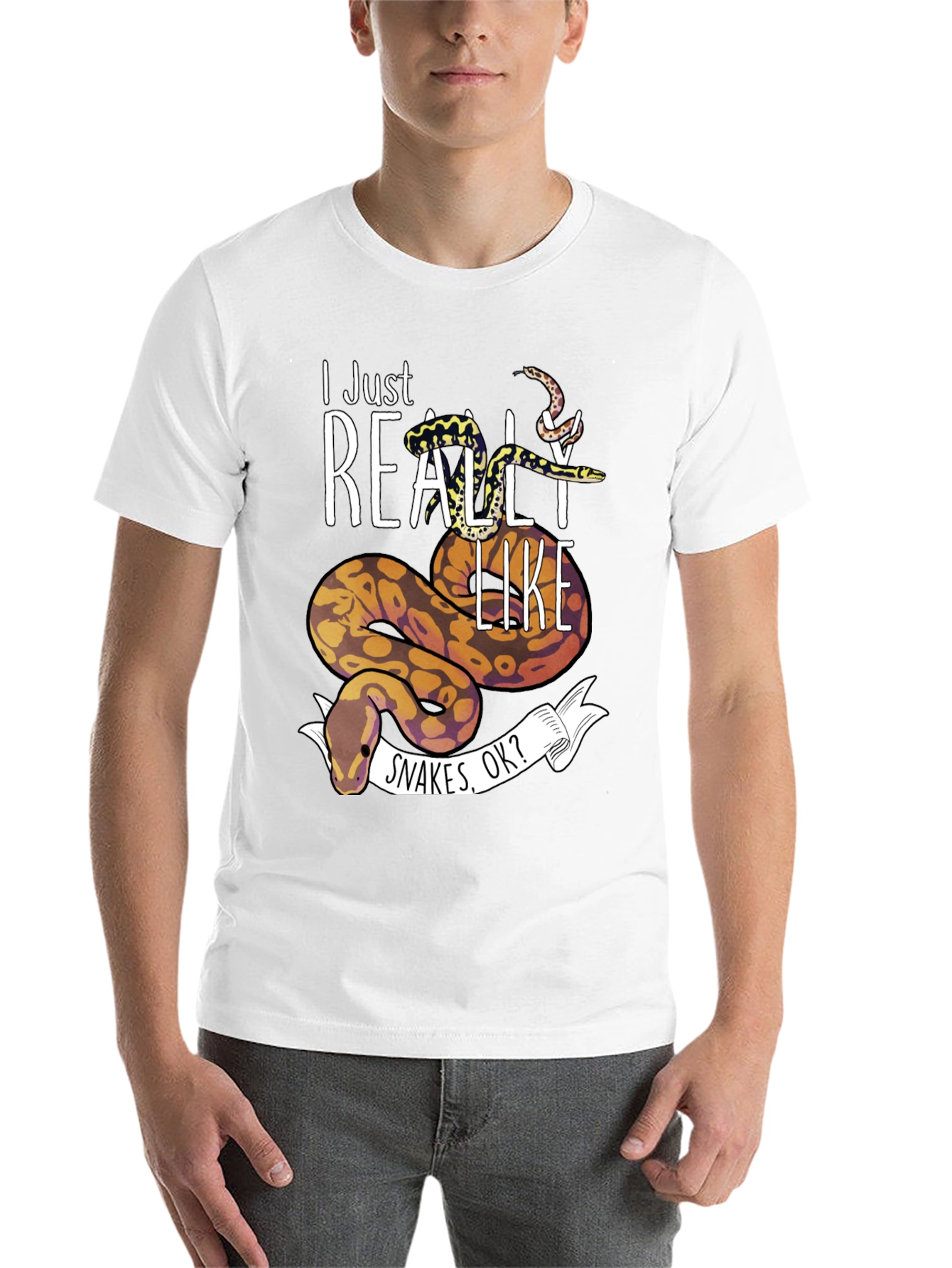 Black I Just Really Like Snakes OK? T-Shirt view 14