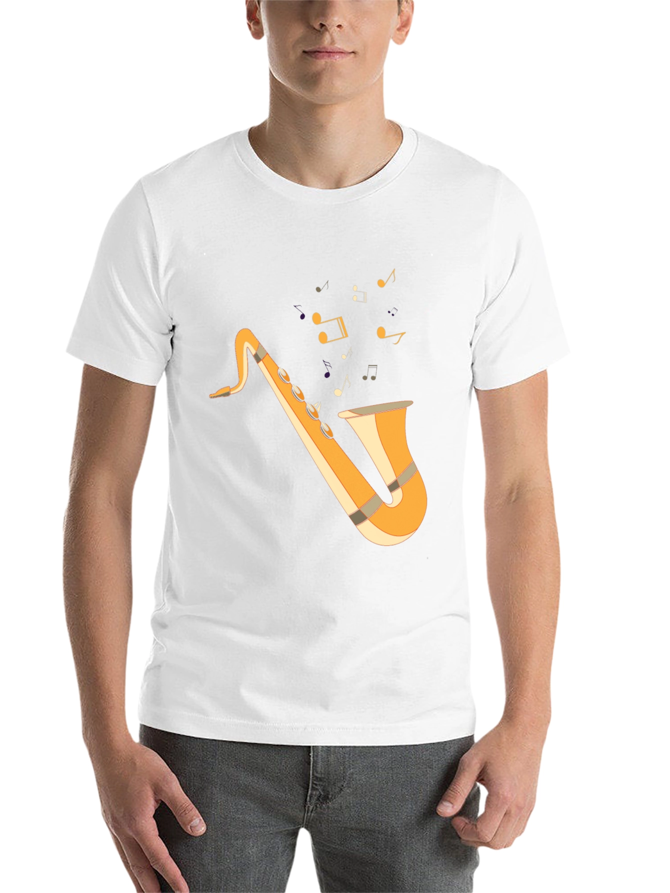 Black Saxophone Graphic Tee - Black Cotton T-Shirt for Music Lovers view 14