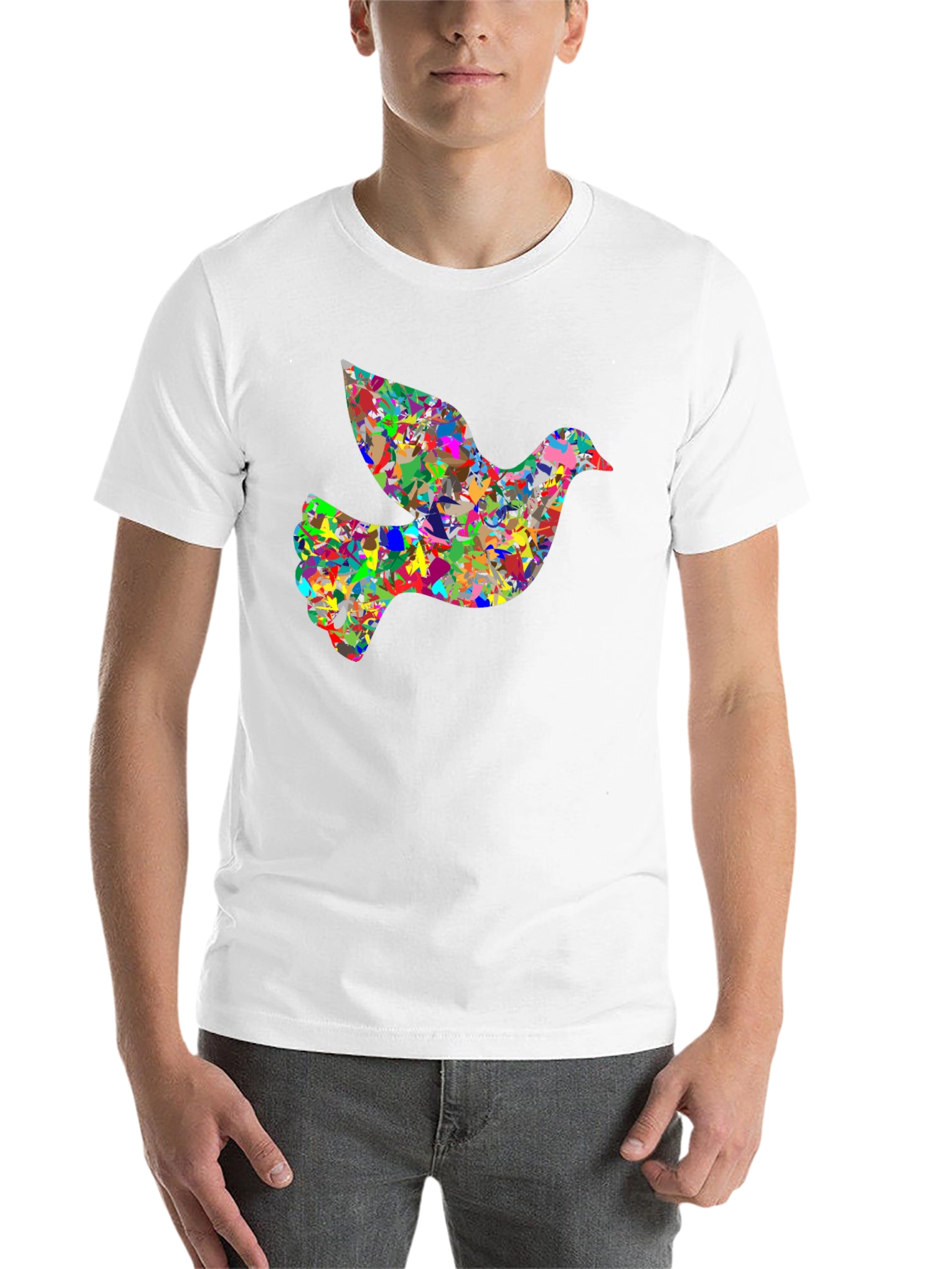 Black Peace Dove Graphic Tee - Abstract Art Bird T-Shirt view 14