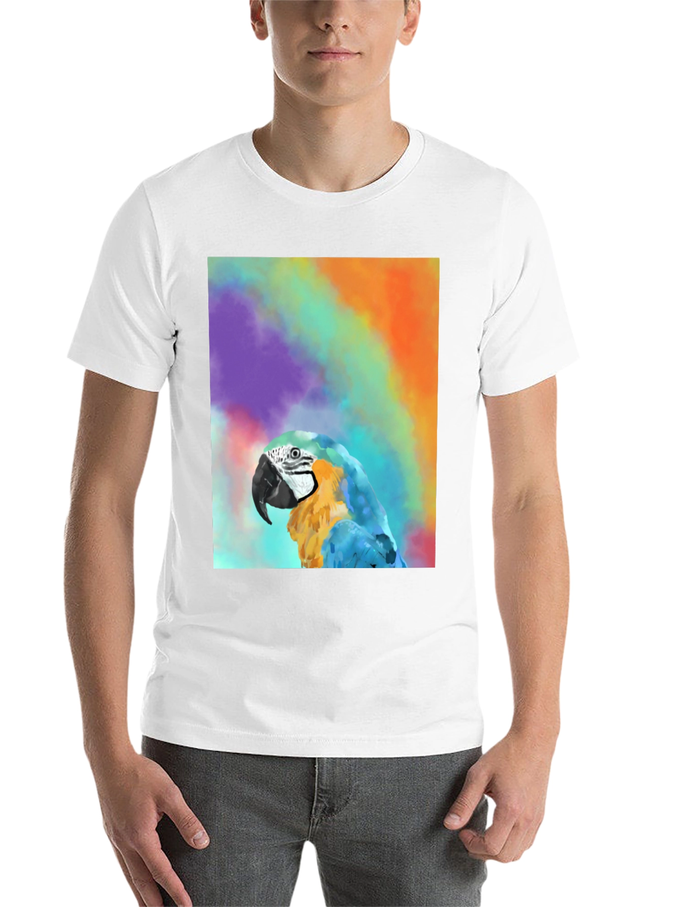 Black Parrot Graphic Tee - Colorful Macaw Design view 14