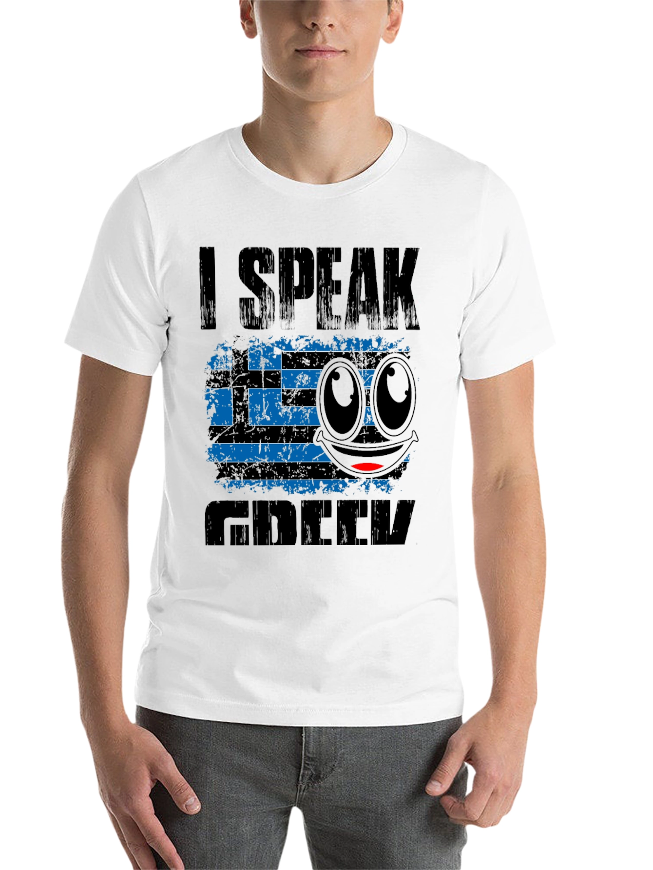Black I Speak Greek T-Shirt Funny Emoji Greece Flag view 14
