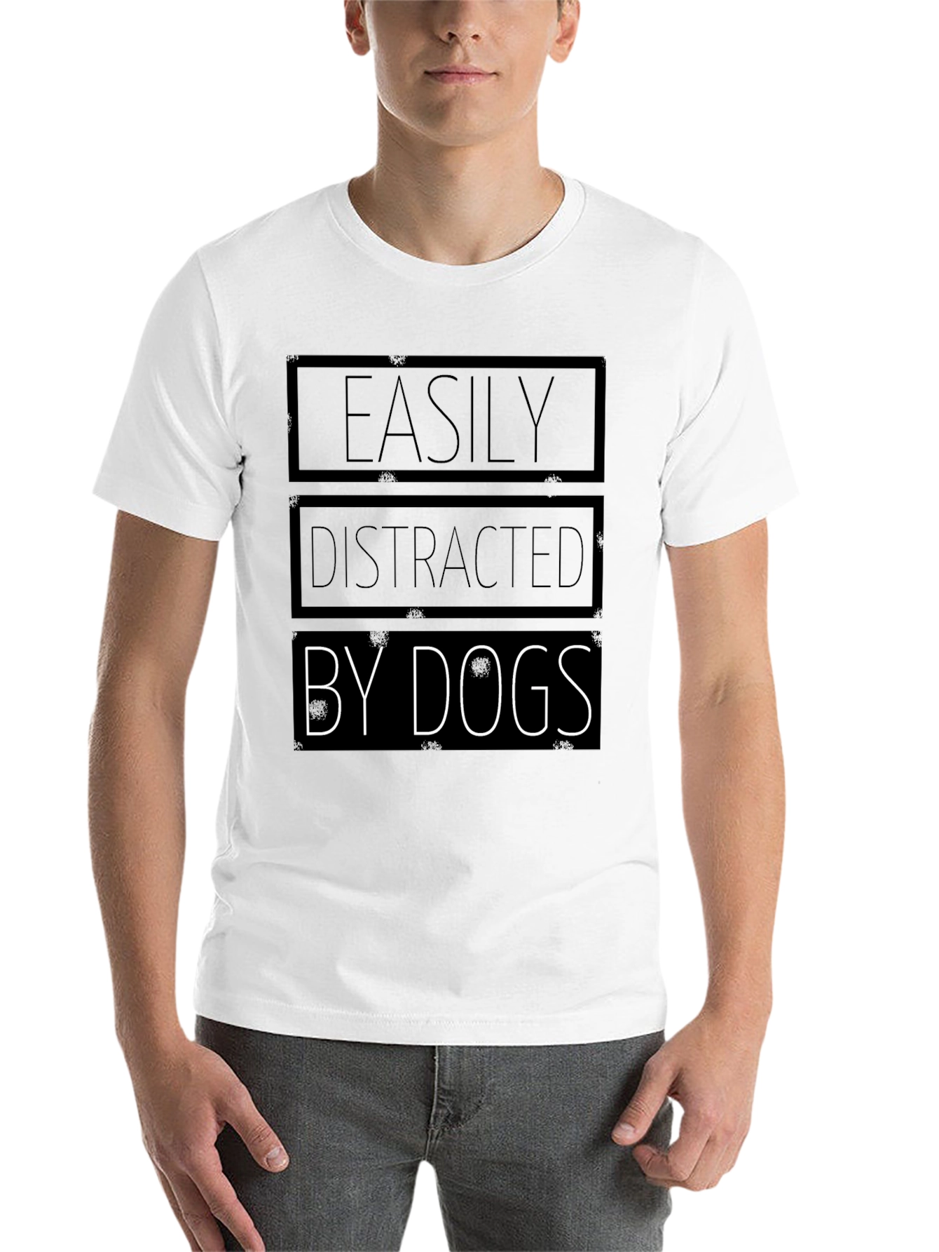 Black Easily Distracted by Dogs - Graphic T-Shirt view 14