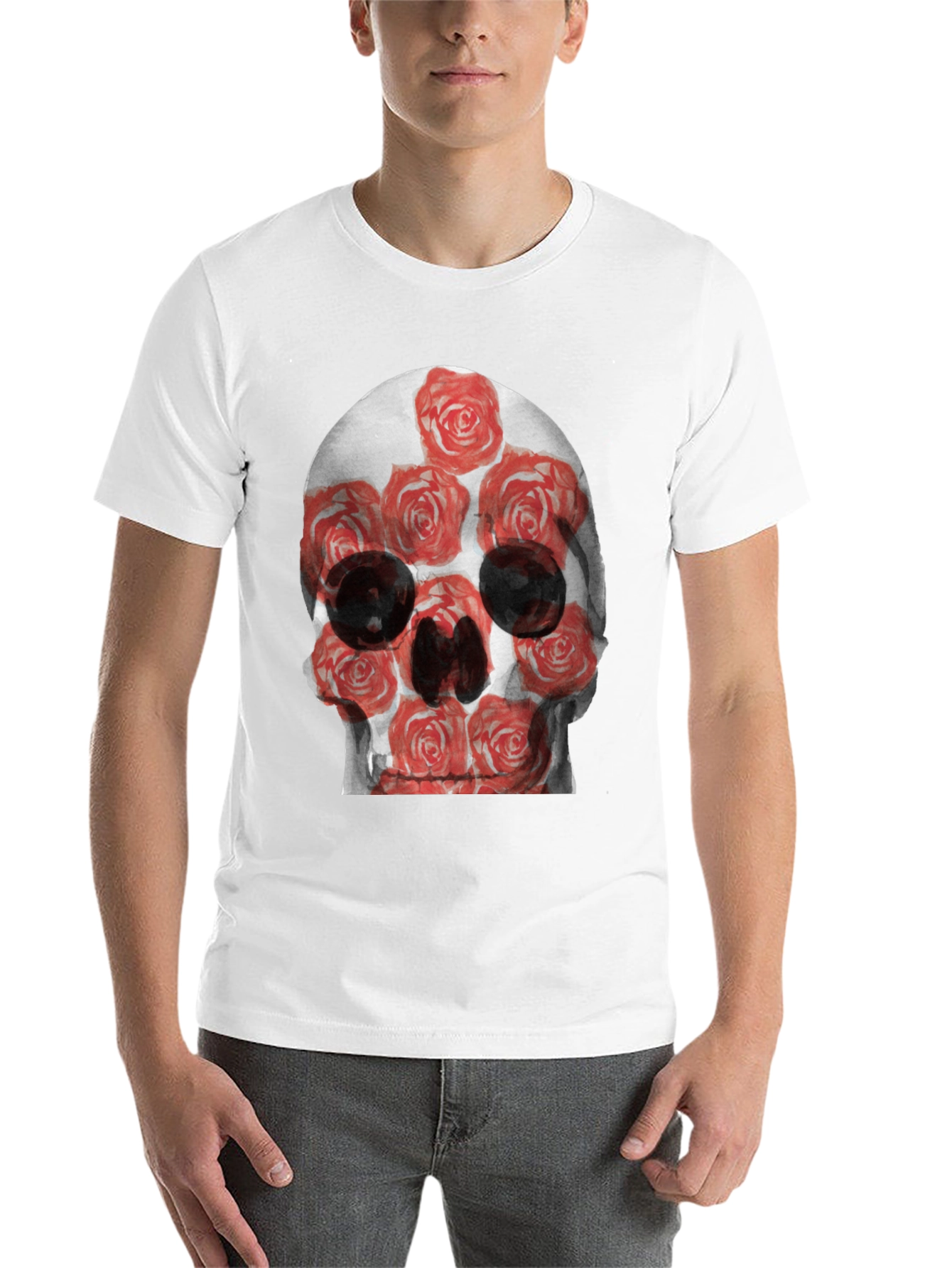 Black Skull and Roses Graphic Tee - Edgy Style view 14