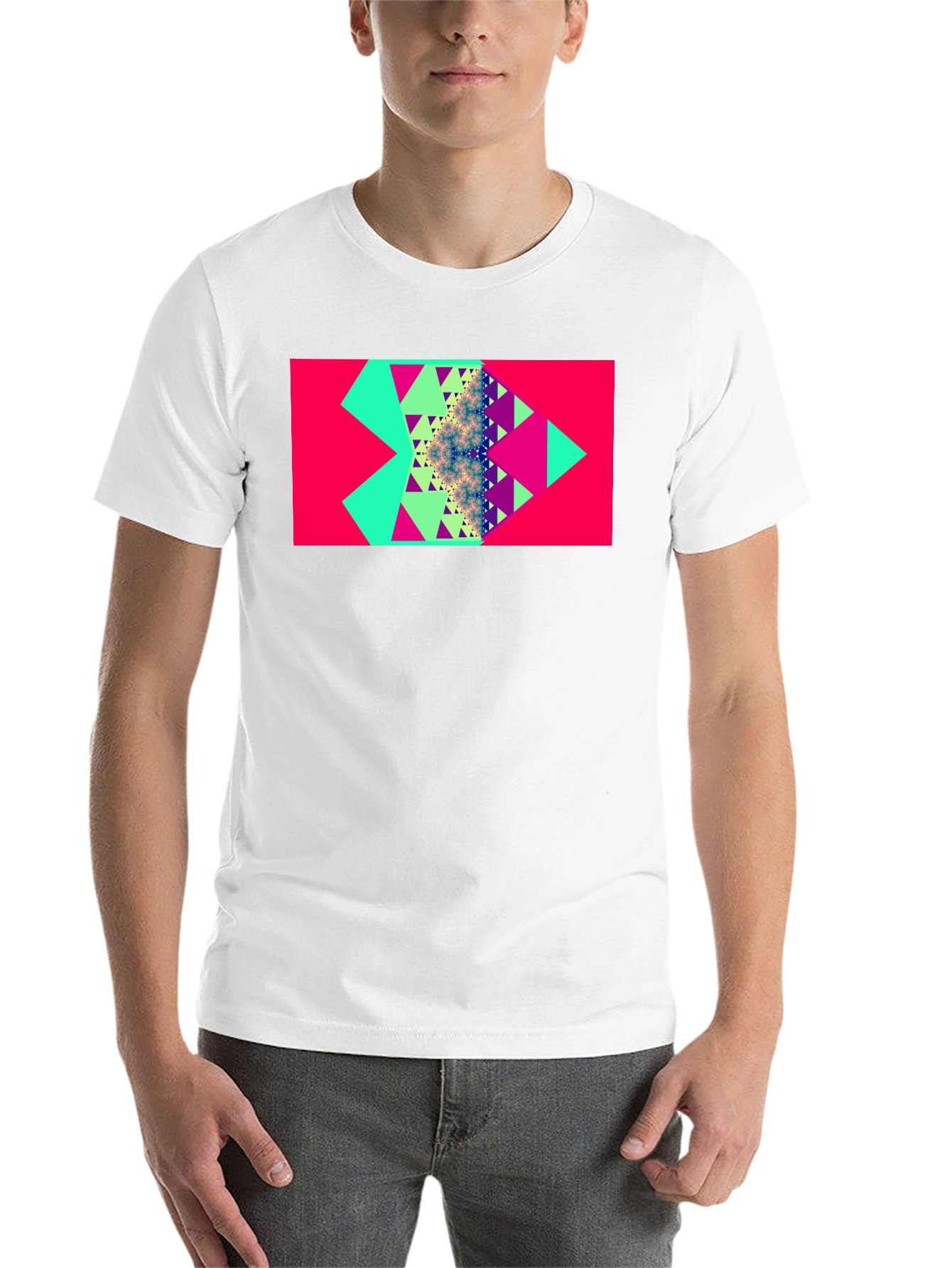 Geometric Triangle Fractal Graphic Tee - Modern Design - 14