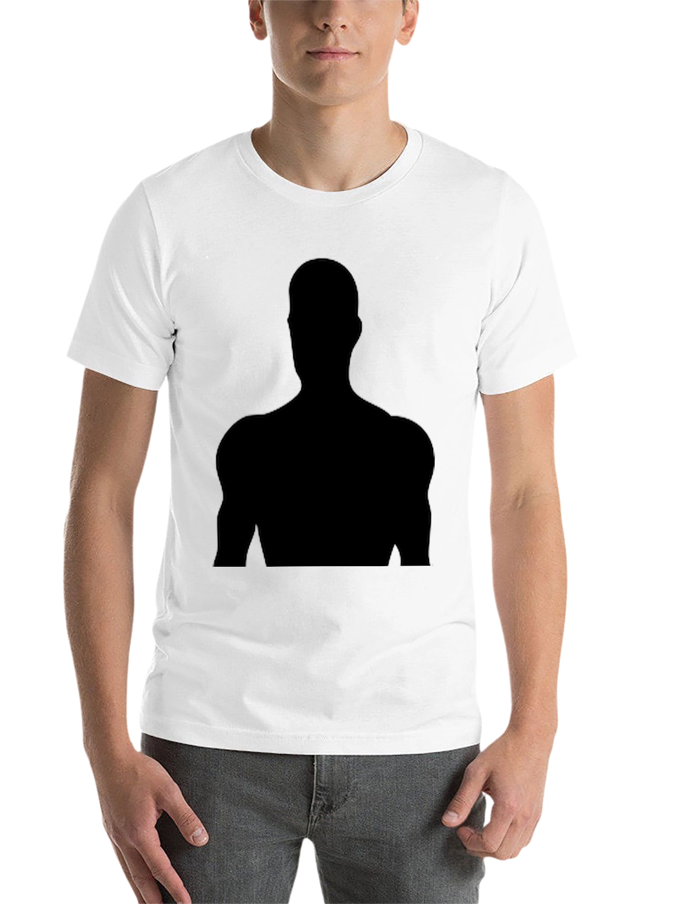 Men's Black T-Shirt with Silhouette Design - 14