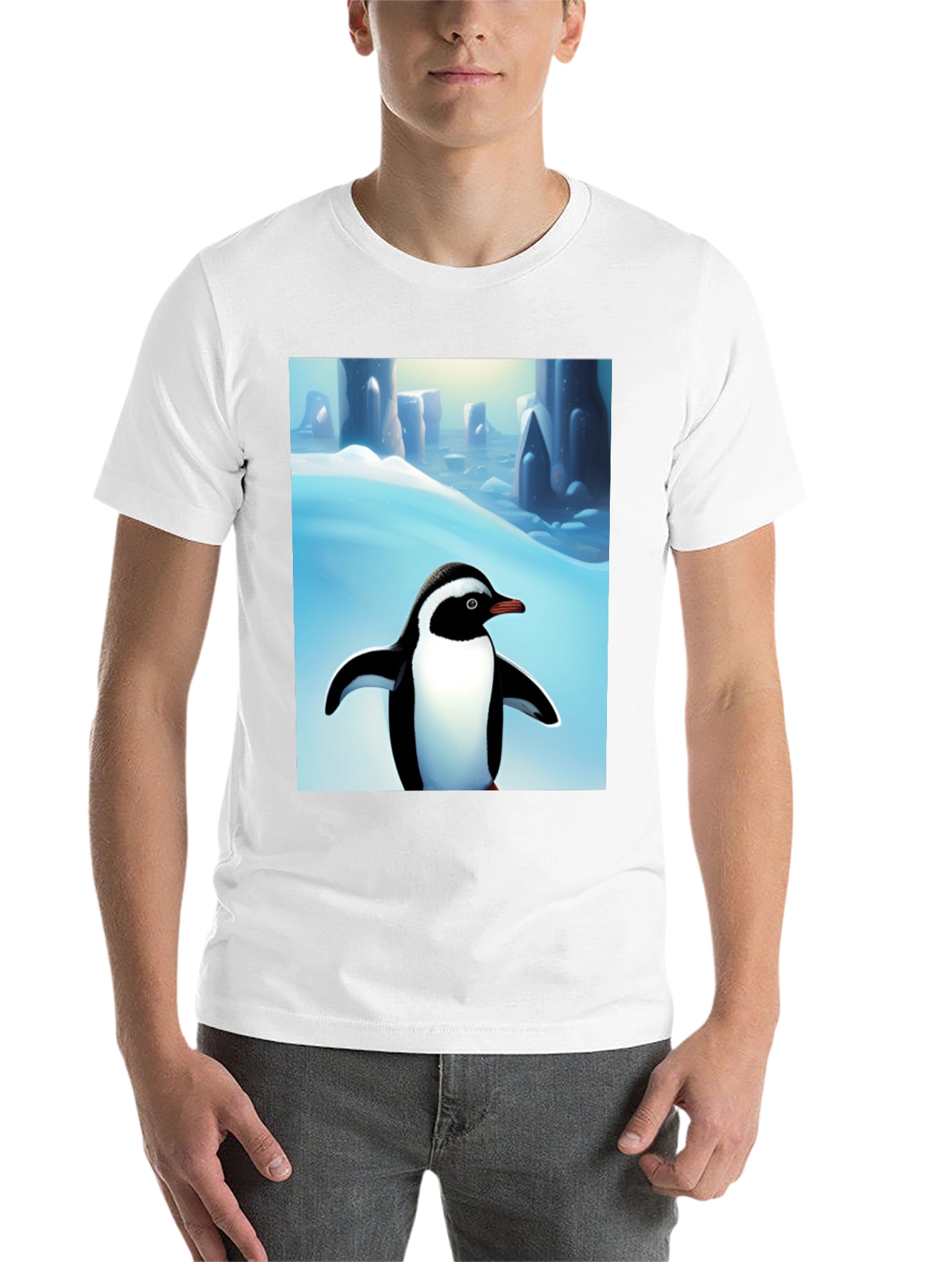 Penguin Arctic Scene Black T-Shirt - 14