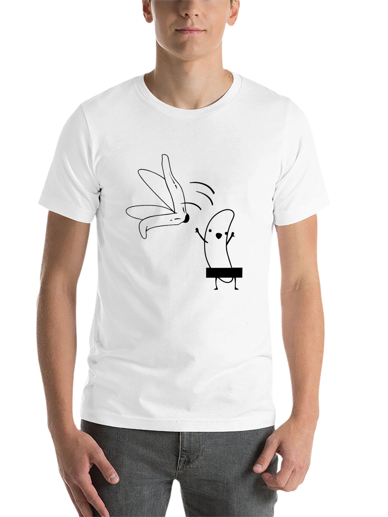 Black Funny Banana Stripping Graphic T-Shirt - Unisex view 14