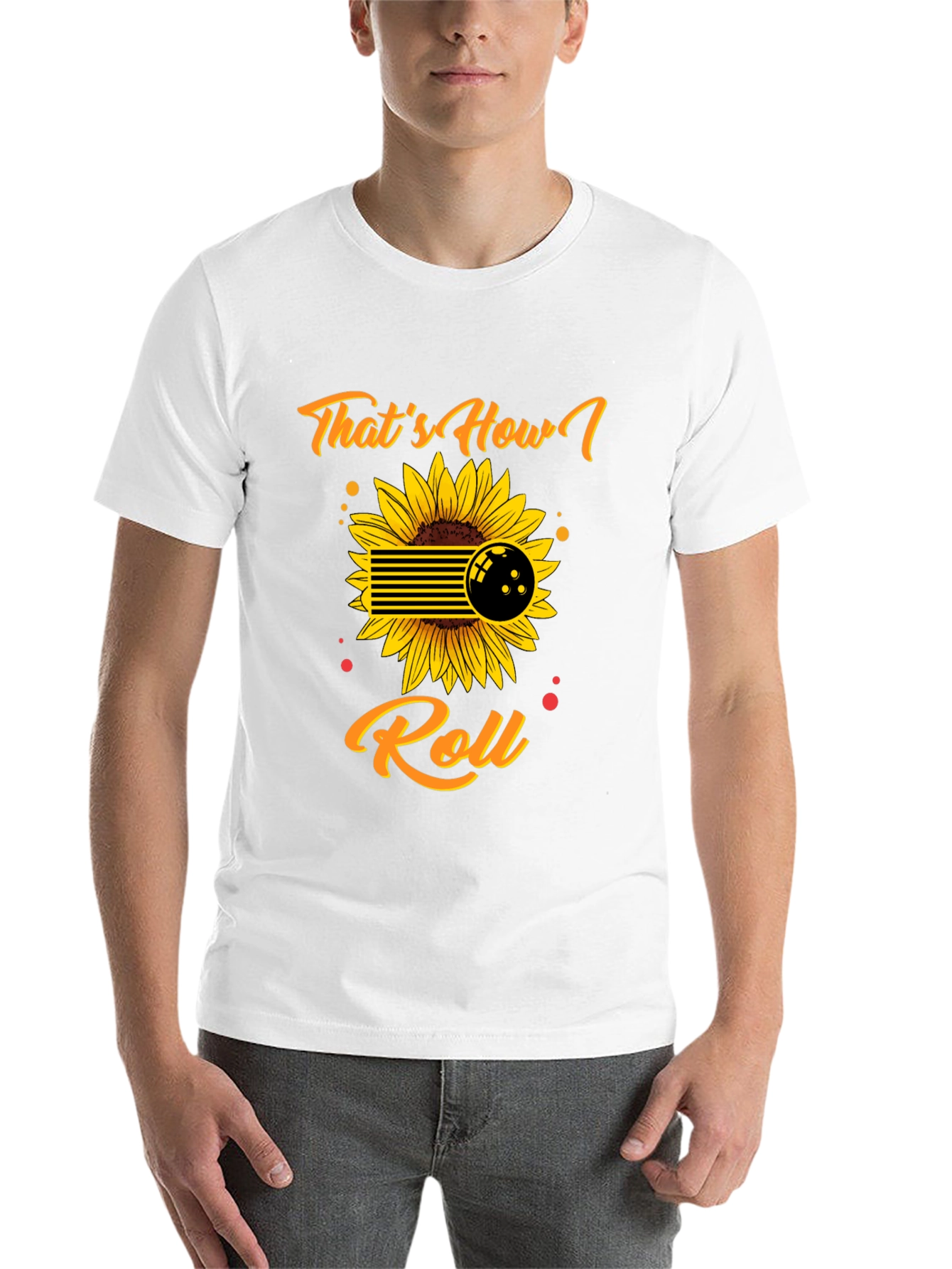 Black That's How I Roll Bowling Sunflower Graphic Tee view 14