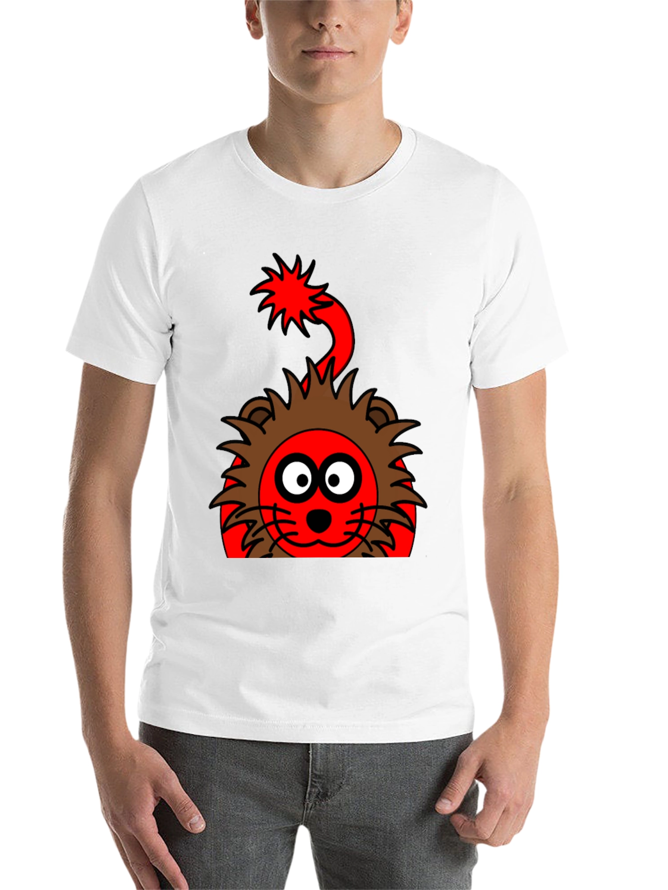 Black Cartoon Lion Graphic Tee - Fun & Unique Design view 14