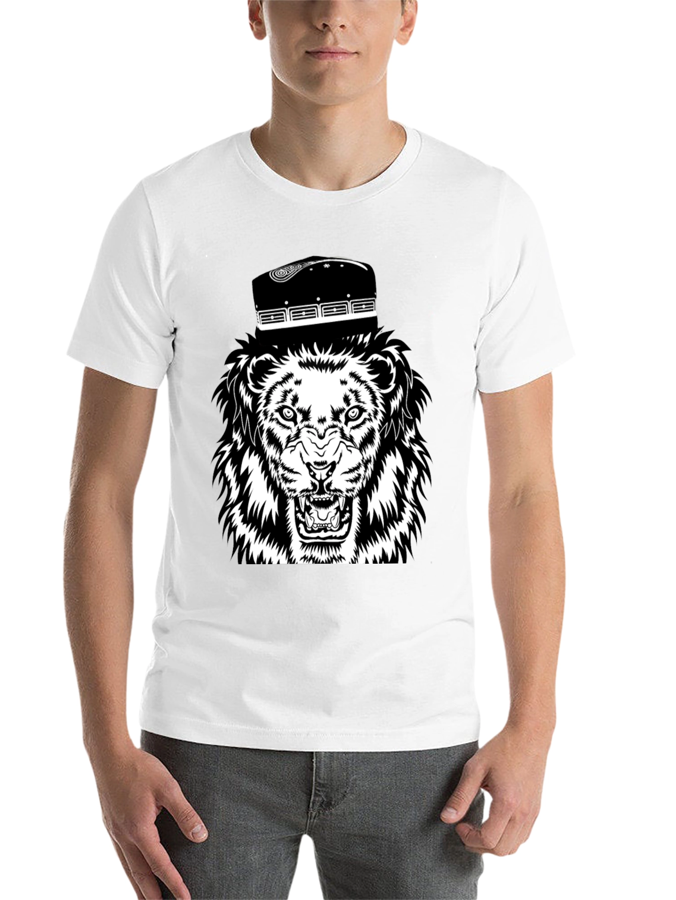 Black Lion with Fez Black T-Shirt view 14
