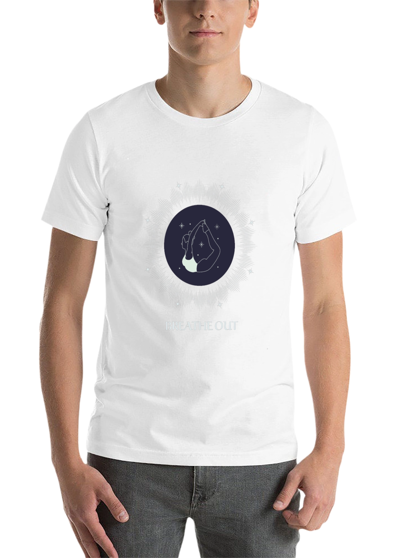 Black Breathe Out Yoga T-Shirt - Unisex Graphic Tee view 14