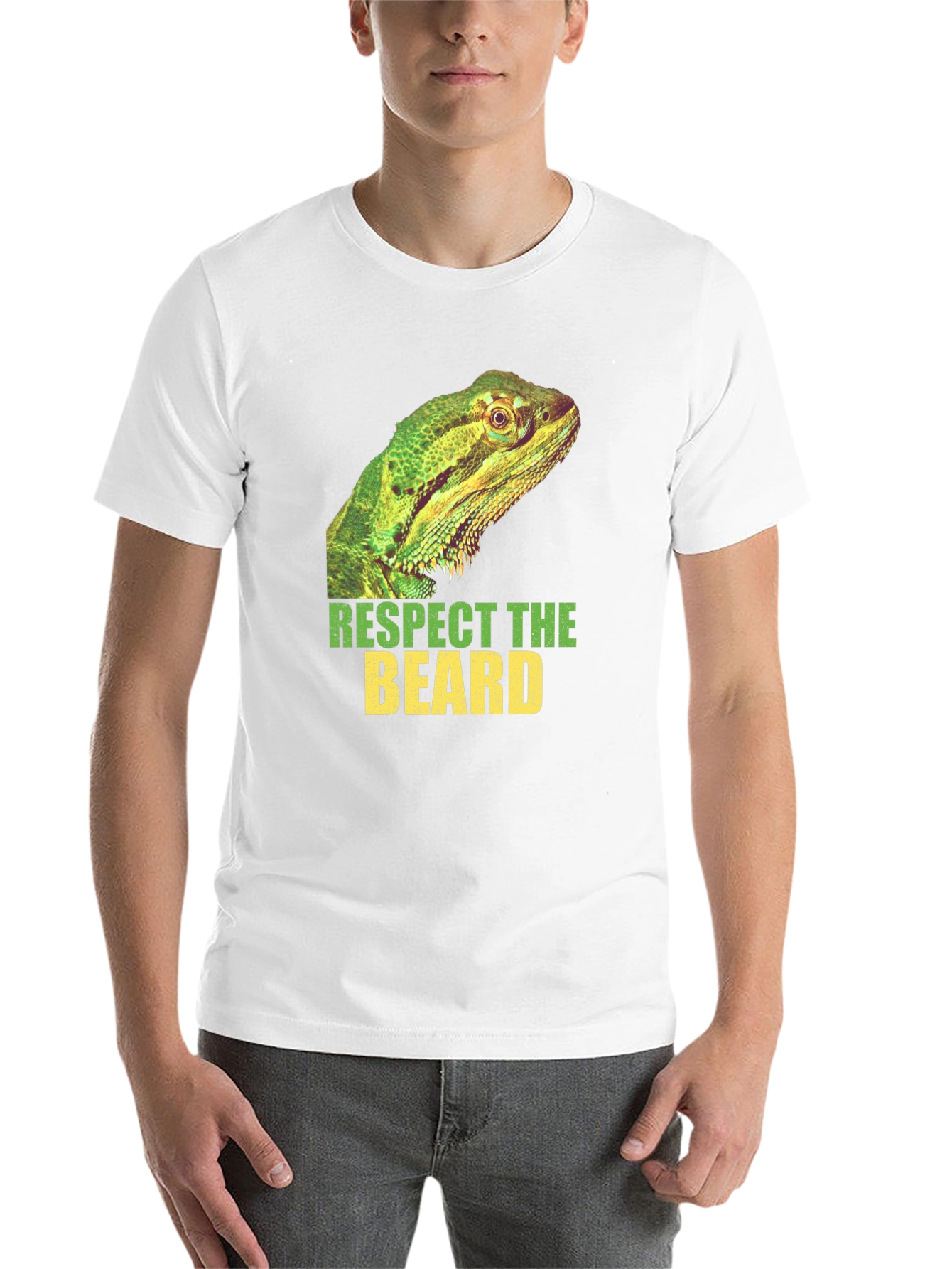 Black Respect The Beard Lizard Graphic T-Shirt view 14