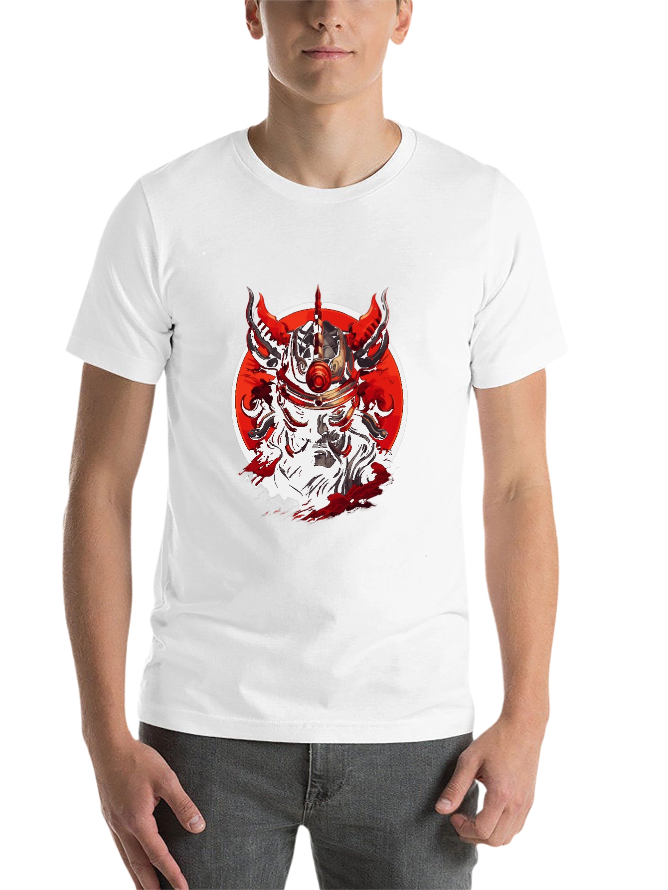 Black Red Horned Warrior T-Shirt view 14