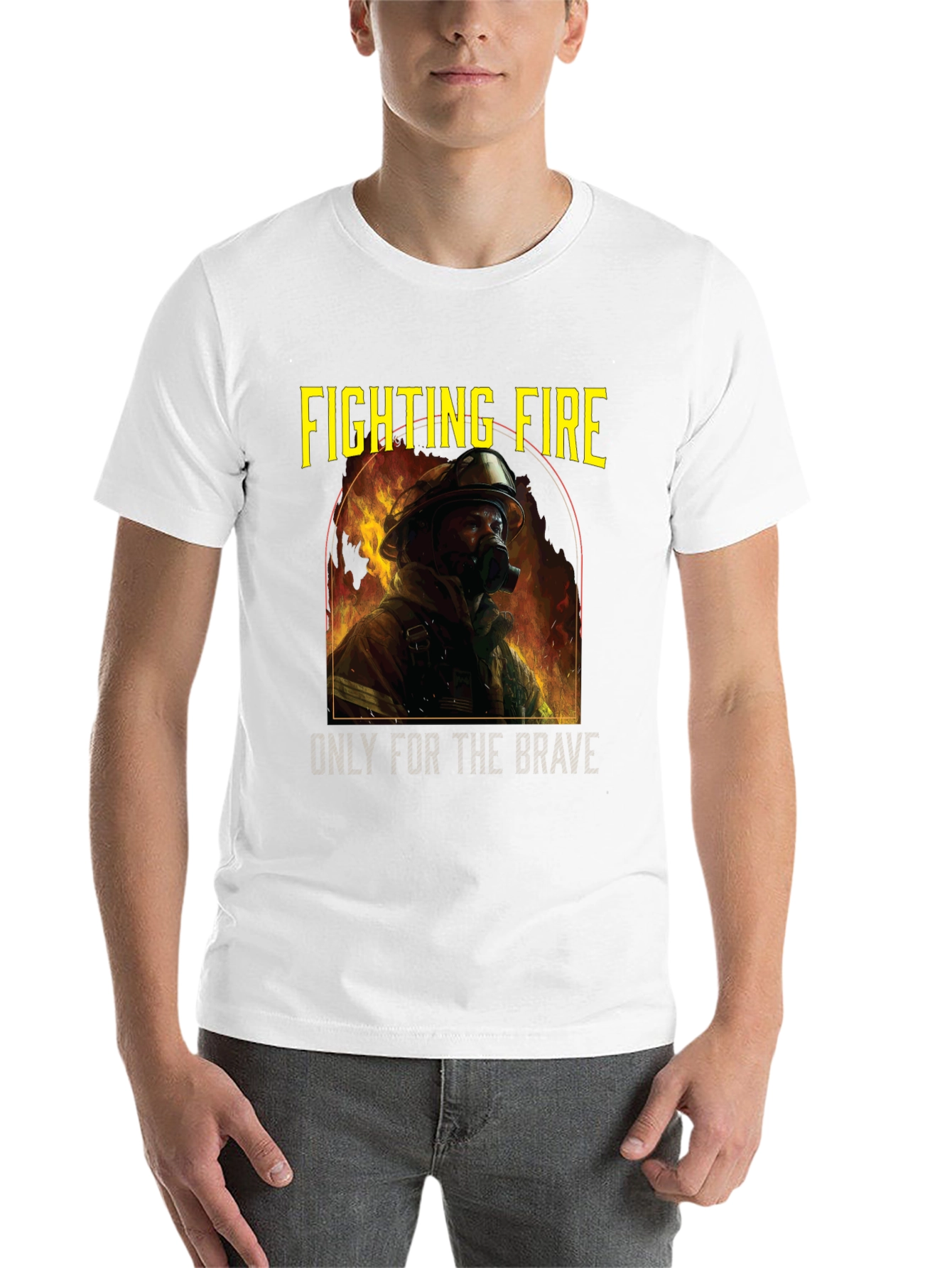 Black Fighting Fire Brave Firefighter T-Shirt view 14